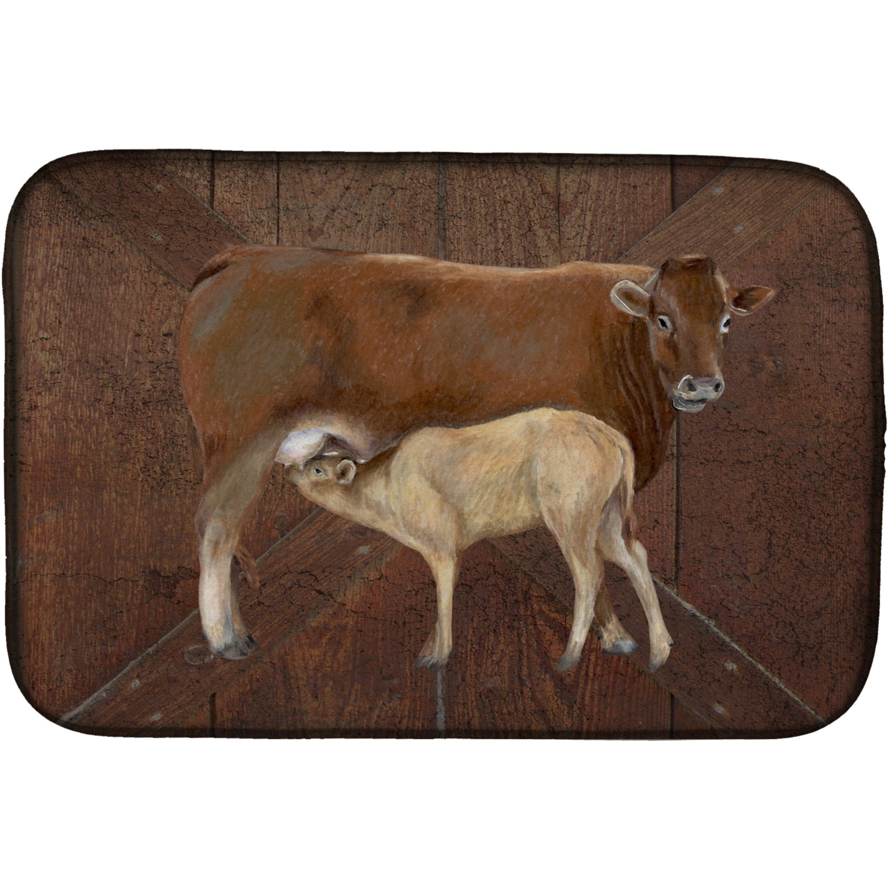 &quotCaroline's Treasures Cow Momma and Baby Dish Drying Mat, 14"" x 21"", Multicolor"