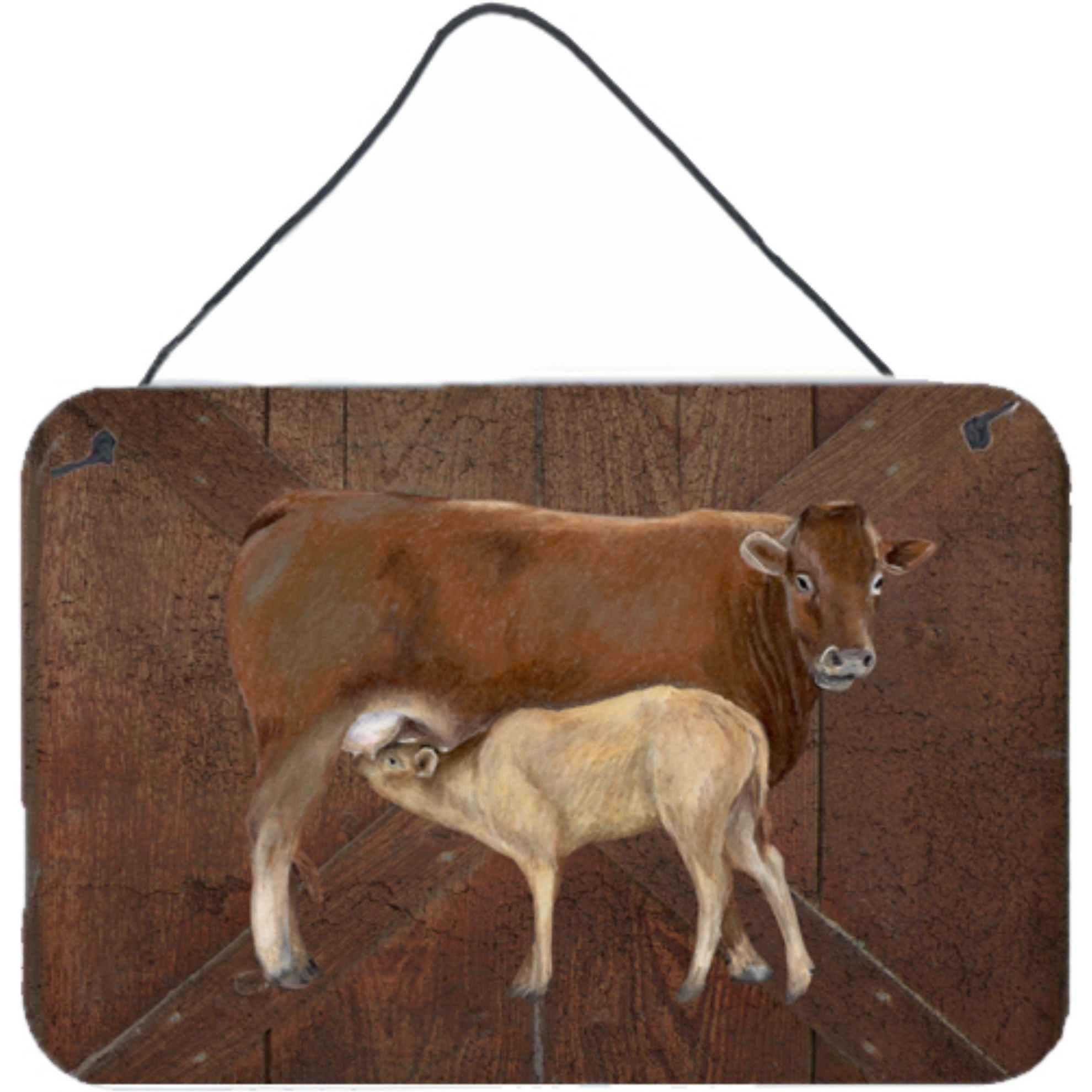 &quotCaroline's Treasures Cow Momma and Baby Aluminum Metal Wall or Door Hanging Prints, 8 x 12"""
