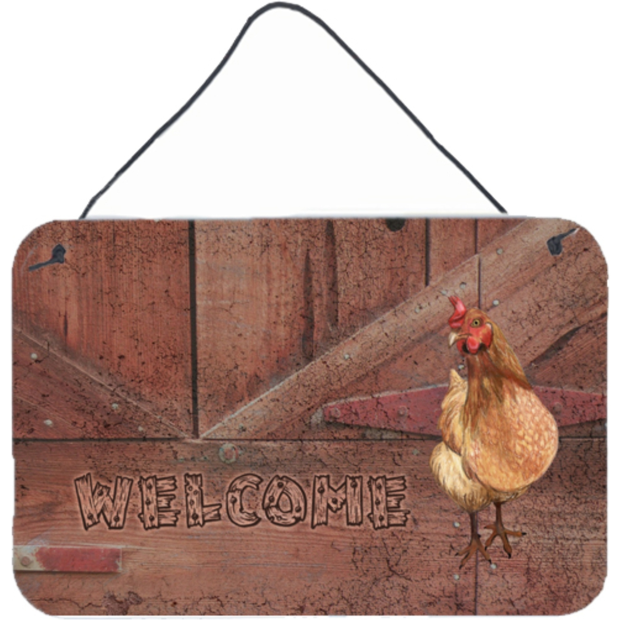 &quotCaroline's Treasures Welcome Chicken Aluminum Metal Wall or Door Hanging Prints, 8 x 12"""