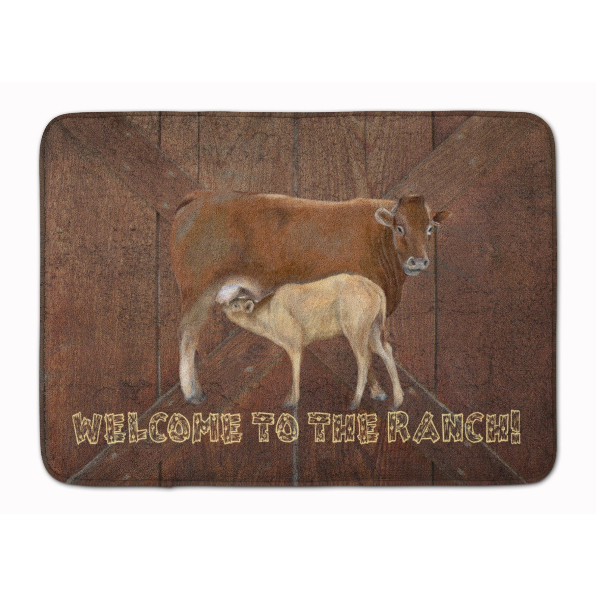 &quotCaroline's Treasures Welcome to the Ranch with Cow and Baby, 19"" x 27"", Multicolor"