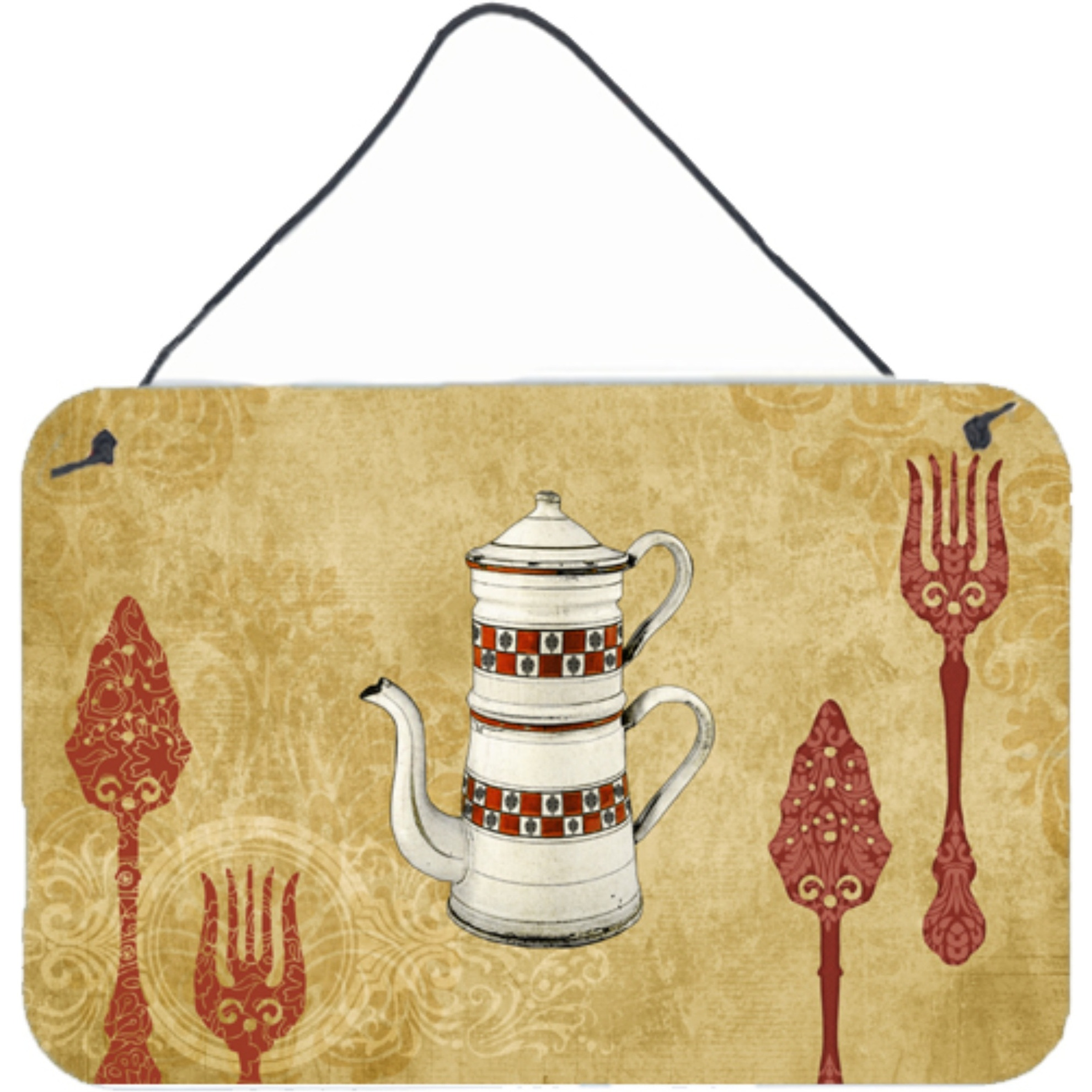 &quotCaroline's Treasures Teapot Welcome Aluminum Metal Wall or Door Hanging Prints, 8 x 12"""