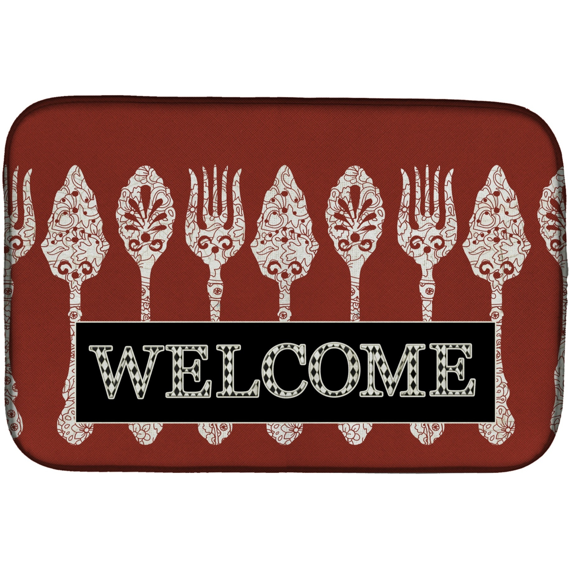 &quotCaroline's Treasures Serving Spoons Welcome Dish Drying Mat, 14"" x 21"", Multicolor"