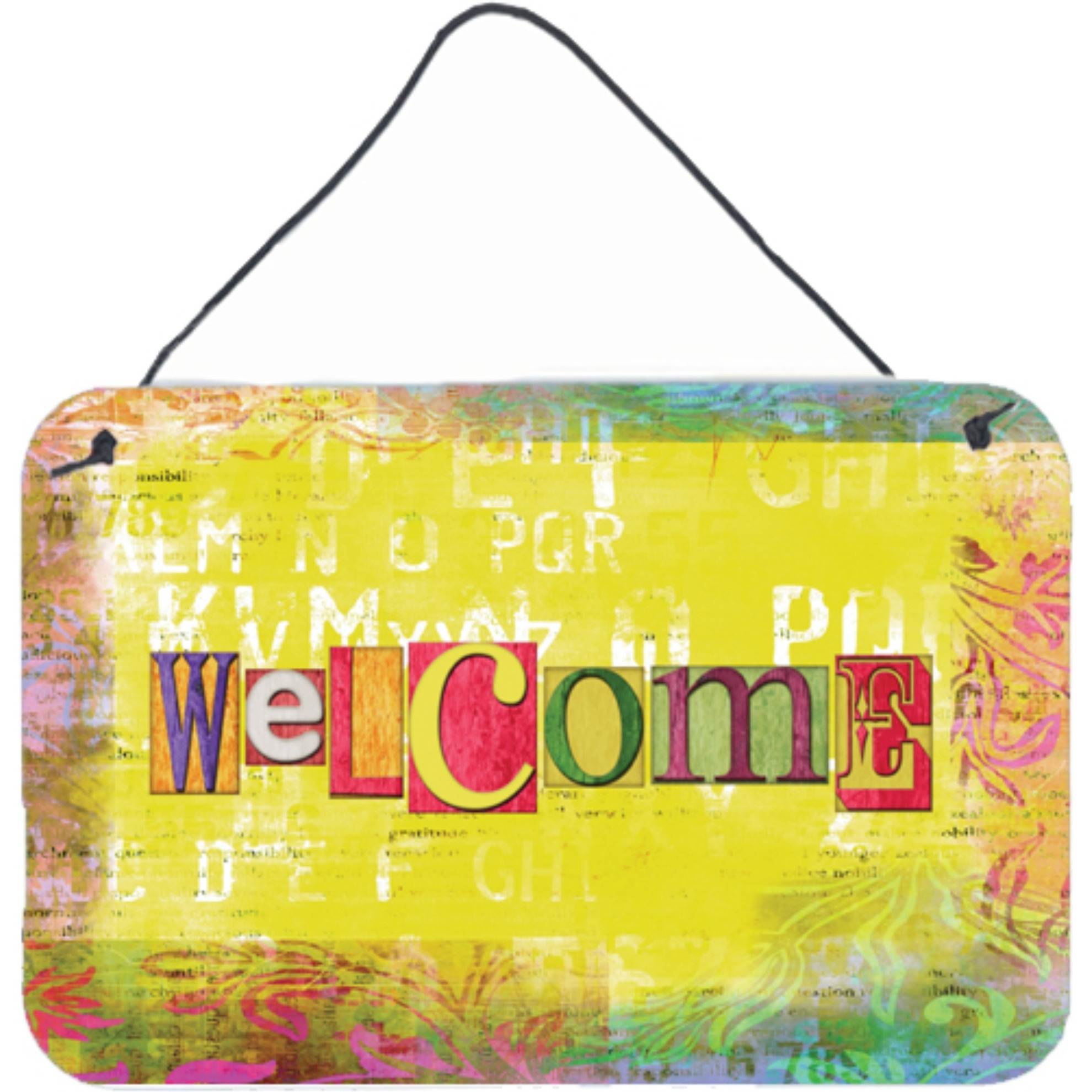 &quotCaroline's Treasures Artsy Welcome Aluminum Metal Wall or Door Hanging Prints, 8 x 12"""