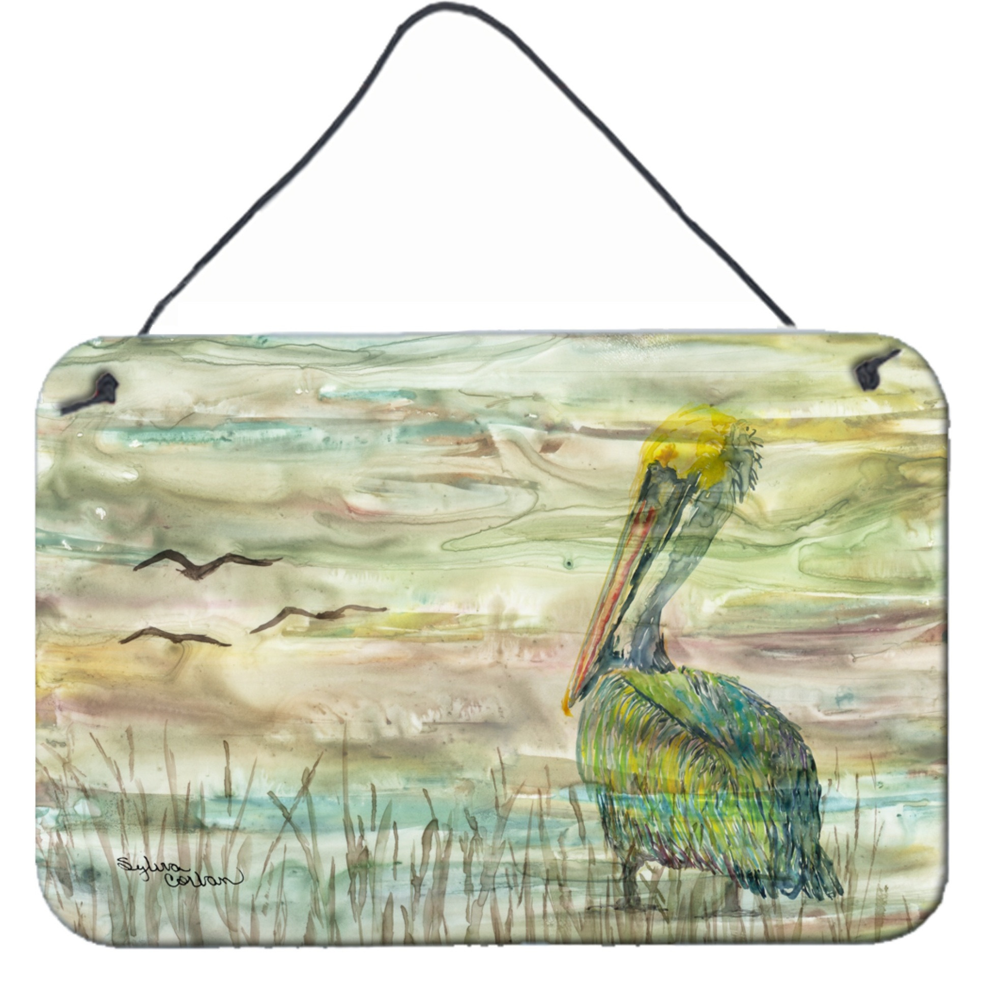 &quotCaroline's Treasures Pelican Sunset Door Hanging Prints wall-decor, Multicolor"
