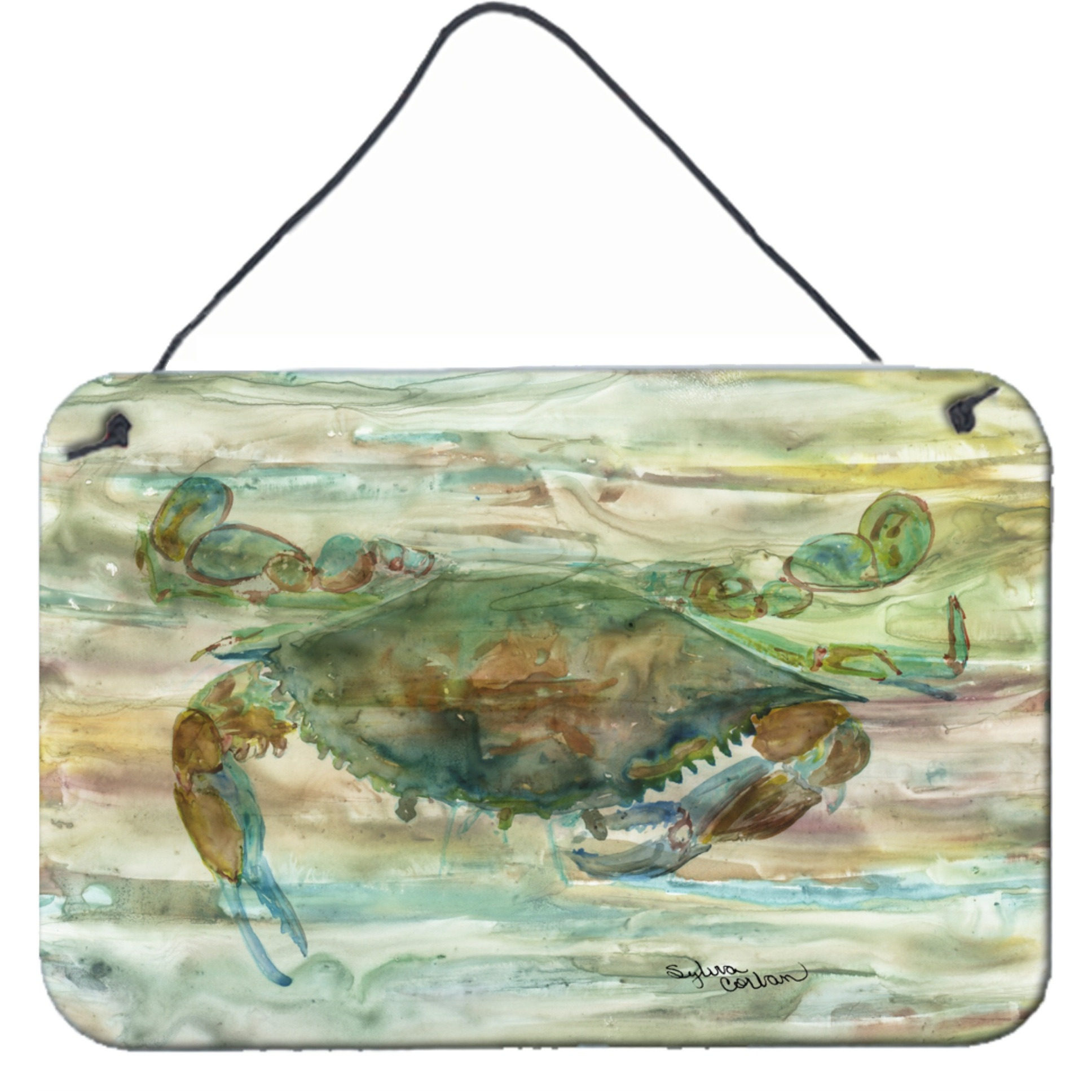 &quotCaroline's Treasures Crab a Leg up Sunset Door Hanging Prints wall-decor, Multicolor"