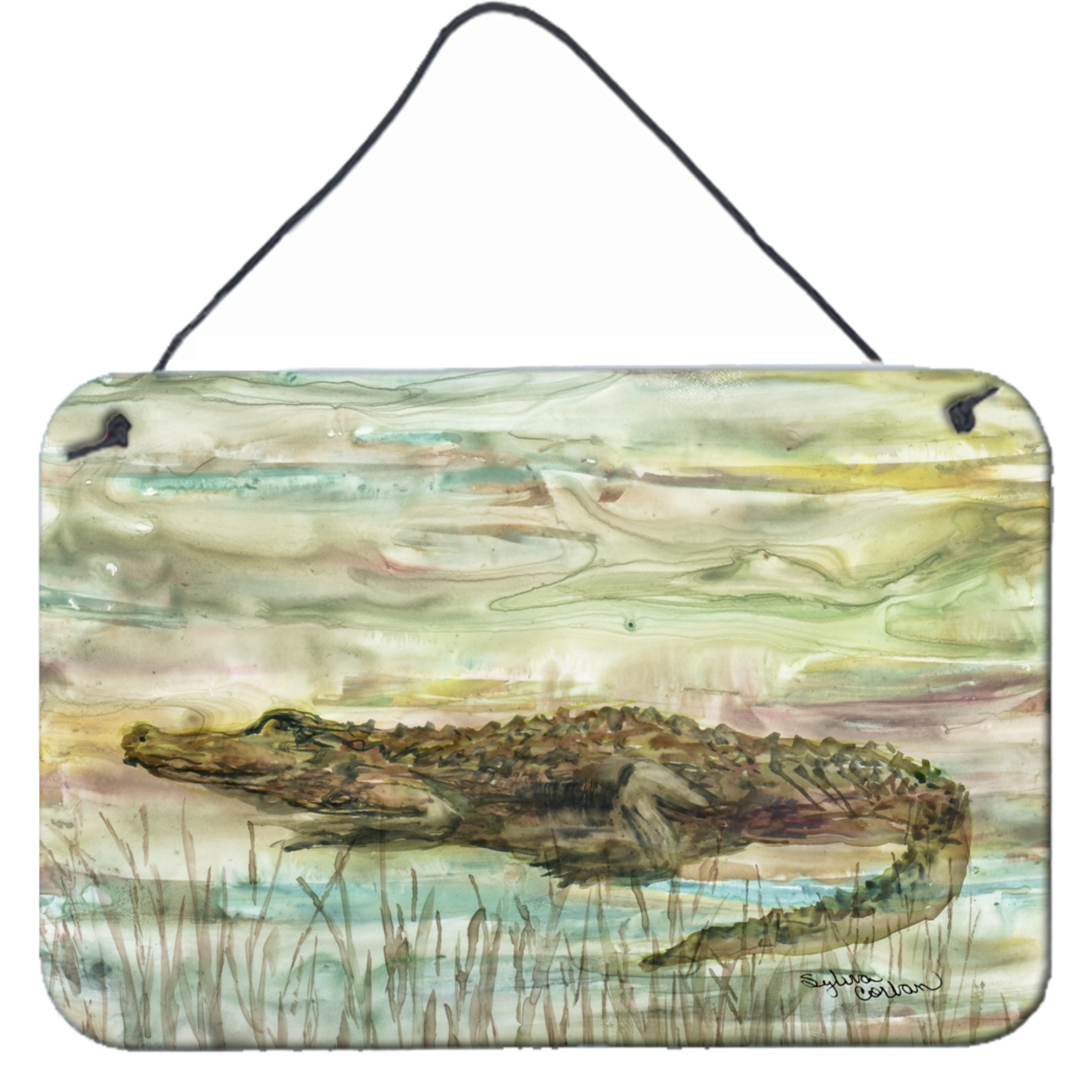 &quotCaroline's Treasures Alligator Sunset Door Hanging Prints wall-decor, Multicolor"