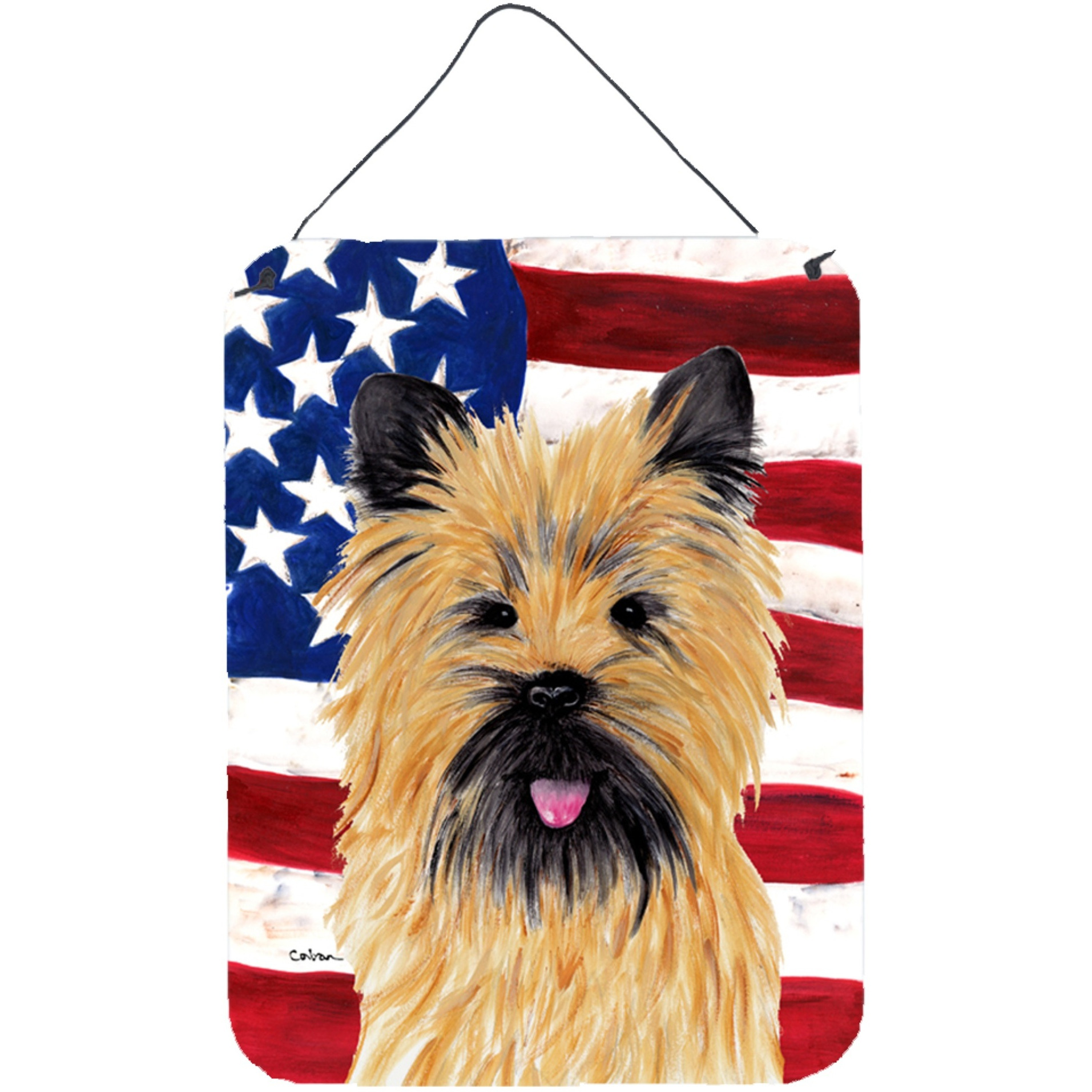&quotCaroline's Treasures SC9017DS1216 Usa American Flag with Cairn Terrier Wall or Door Hanging Prints, 16"" x 12"", Multicolor"