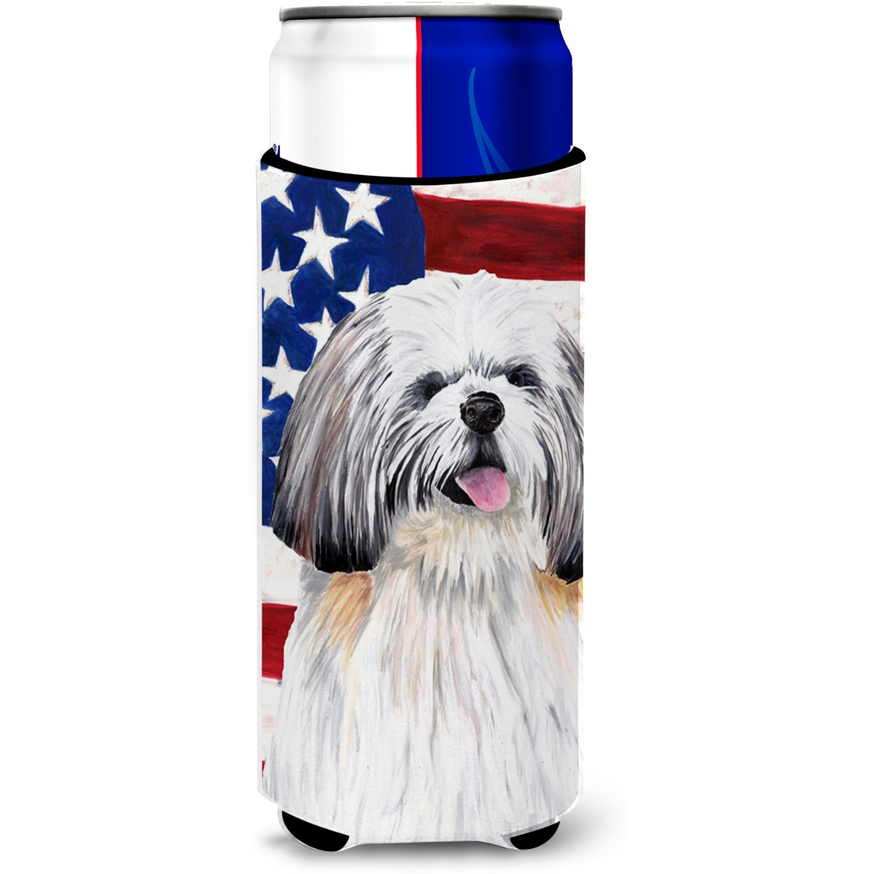 USA American Flag with Shih Tzu Ultra Beverage Insulators for slim cans SC9028MUK
