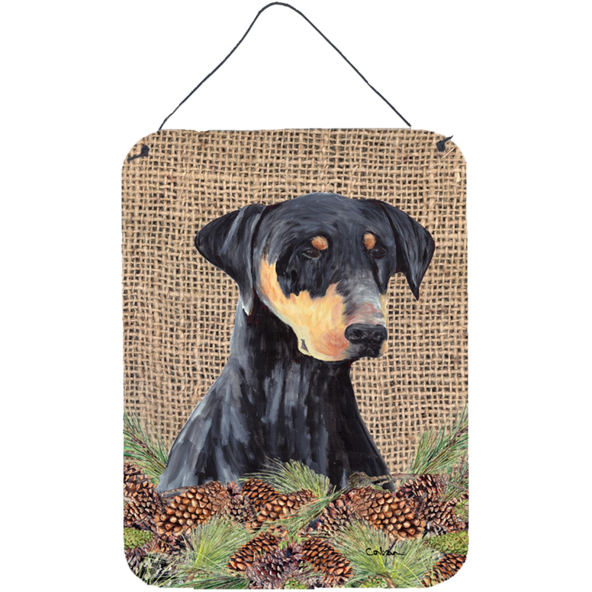 &quotCaroline's Treasures SC9038DS1216 Doberman Aluminium Metal Wall or Door Hanging Prints, 16"" x 12"", Multicolor"