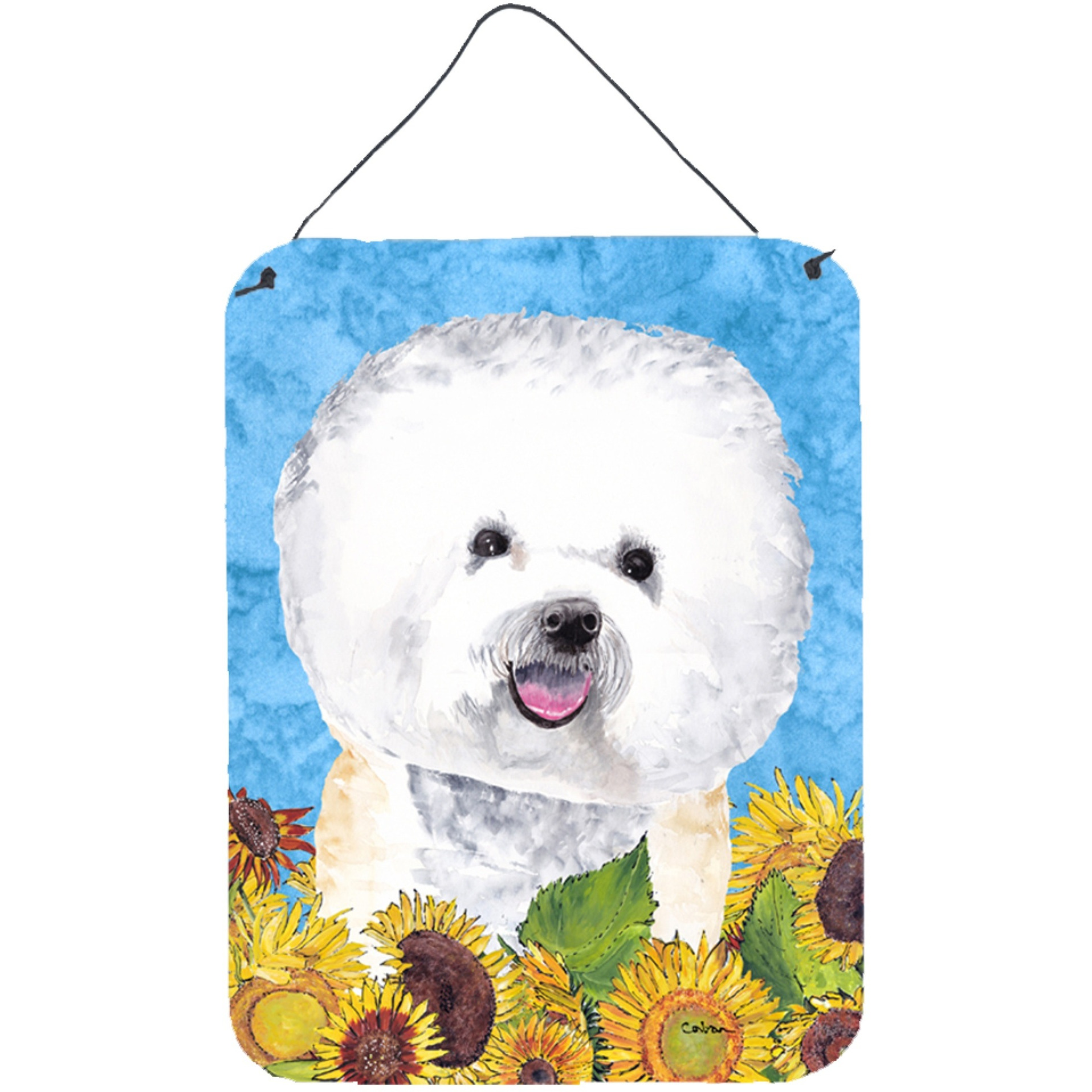 &quotCaroline's Treasures SC9059DS1216 Bichon Frise Aluminium Metal Wall or Door Hanging Prints, 16"" x 12"", Multicolor"