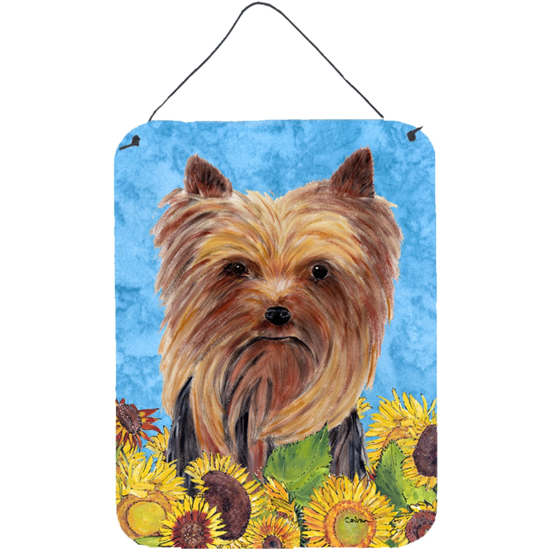 &quotCaroline's Treasures SC9060DS1216 Yorkie Aluminium Metal Wall or Door Hanging Prints, 16"" x 12"", Multicolor"