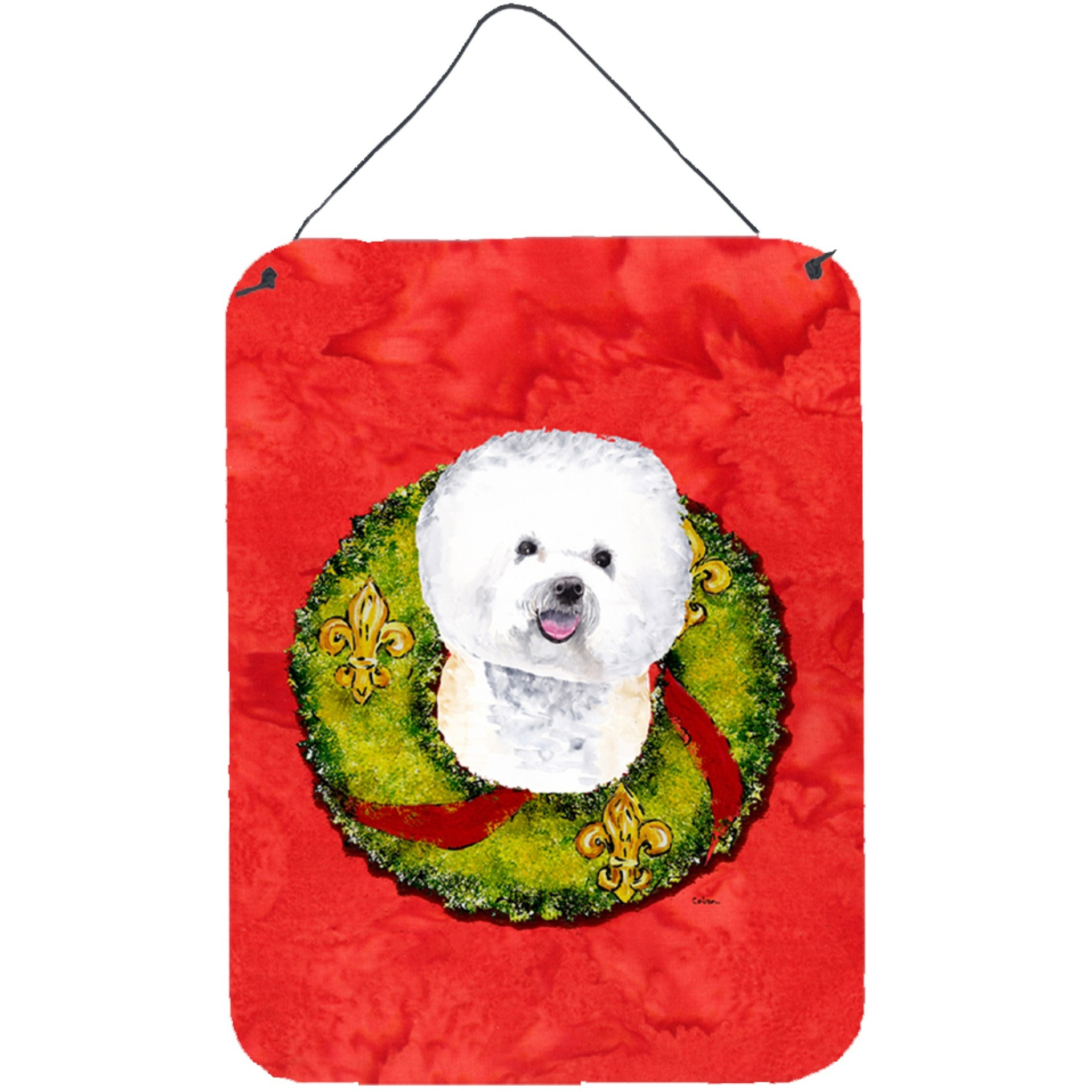 &quotCaroline's Treasures SC9093DS1216 Bichon Frise Aluminium Metal Wall or Door Hanging Prints, 16"" x 12"", Multicolor"