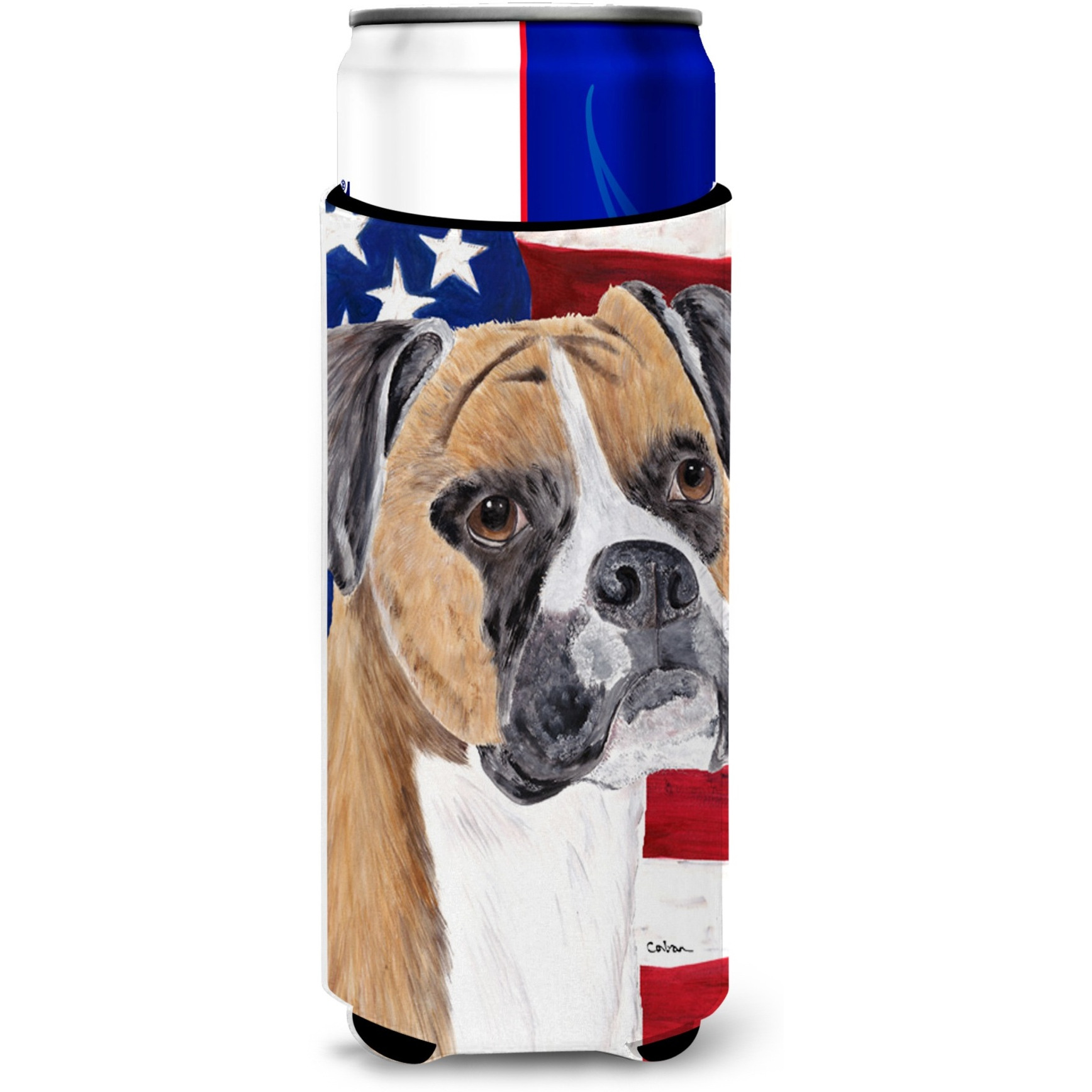 USA American Flag with Boxer Ultra Beverage Insulators for slim cans SC9113MUK