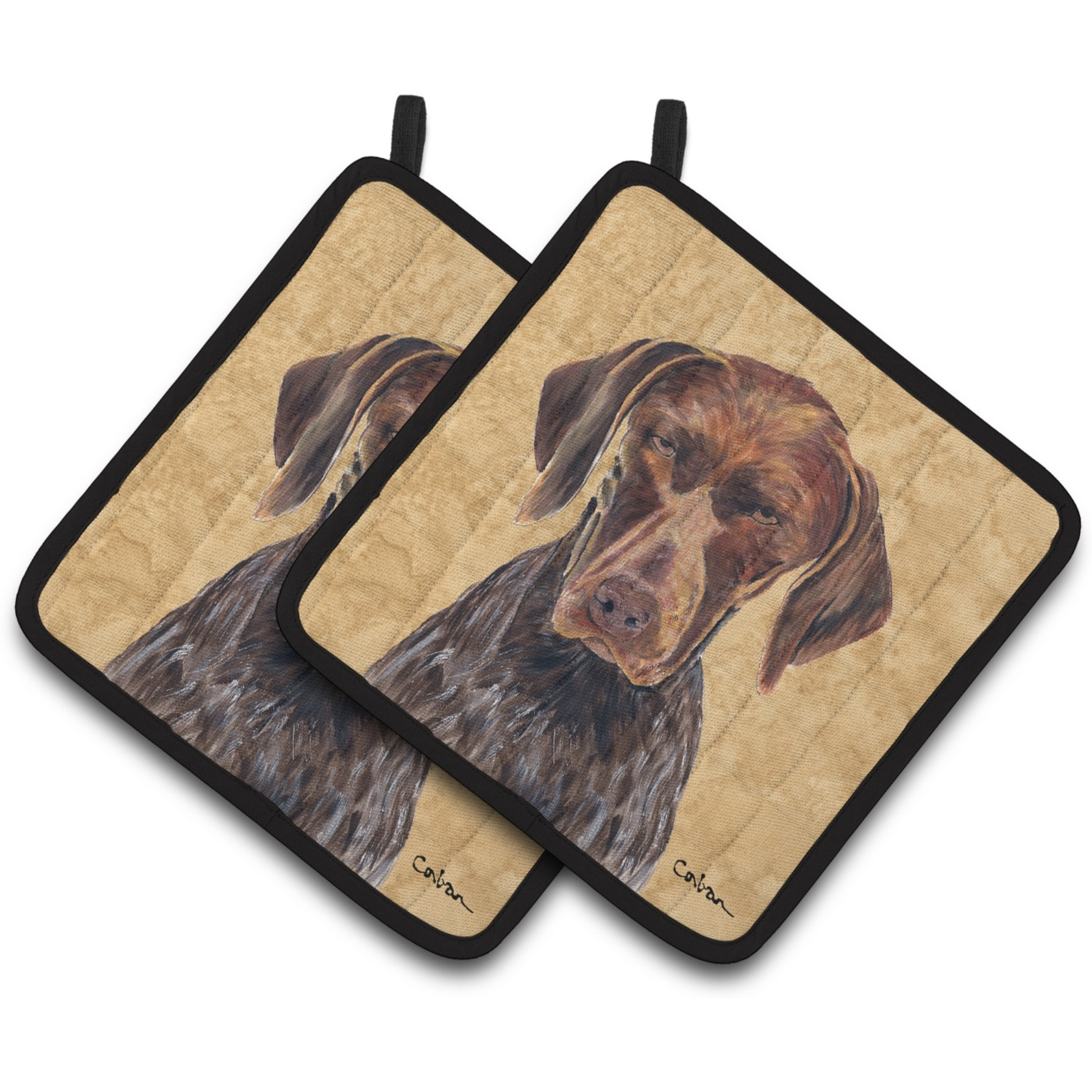 &quotCaroline's Treasures SC9117PTHD German Shorthaired Pointer Wipe Your Paws Pot Holders (1 Pair), 7.5"" x 7.5"", Multicolor"