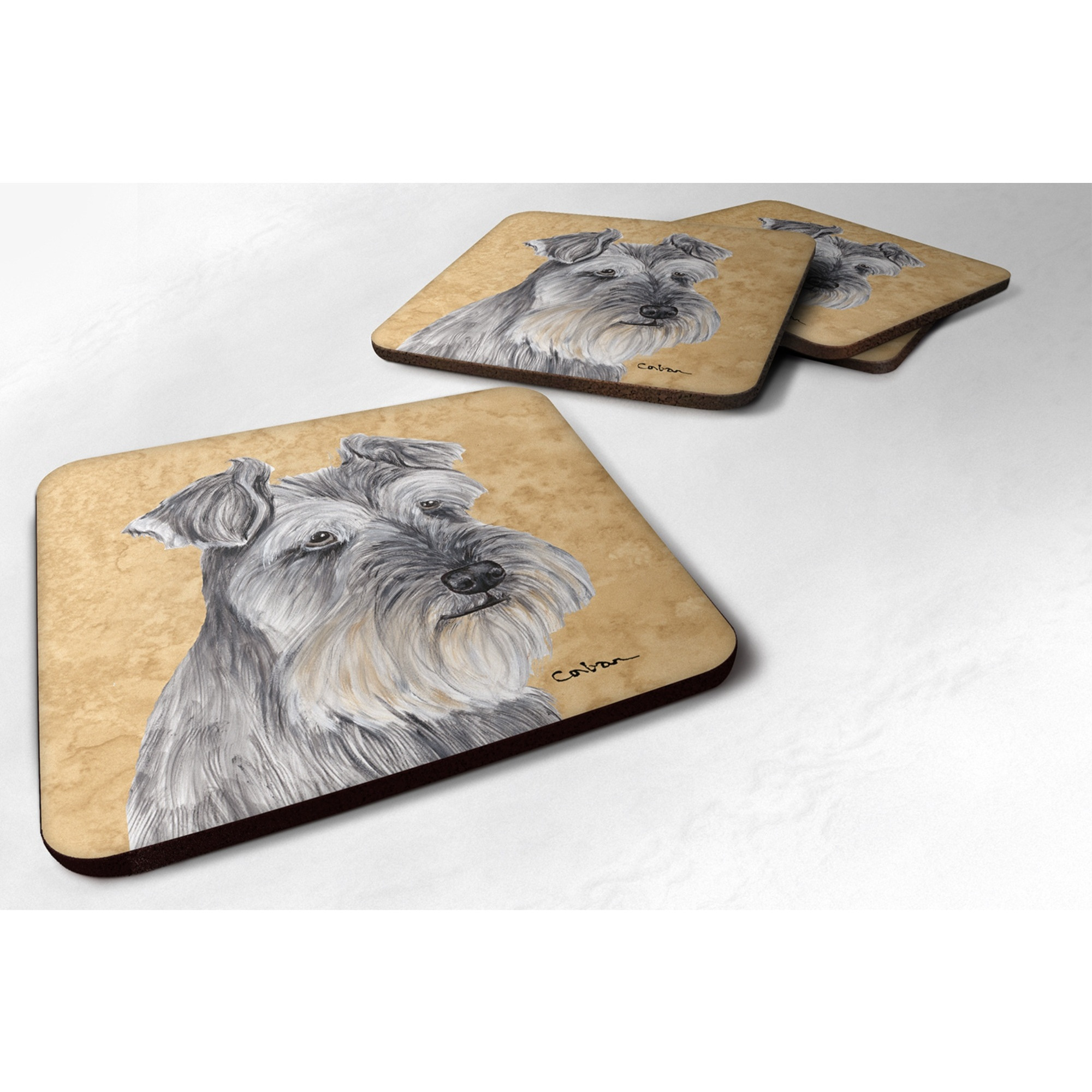 &quotCaroline's Treasures SC9119FC Schnauzer Foam Coasters (Set of 4), 3.5"" H x 3.5"" W, Multicolor"