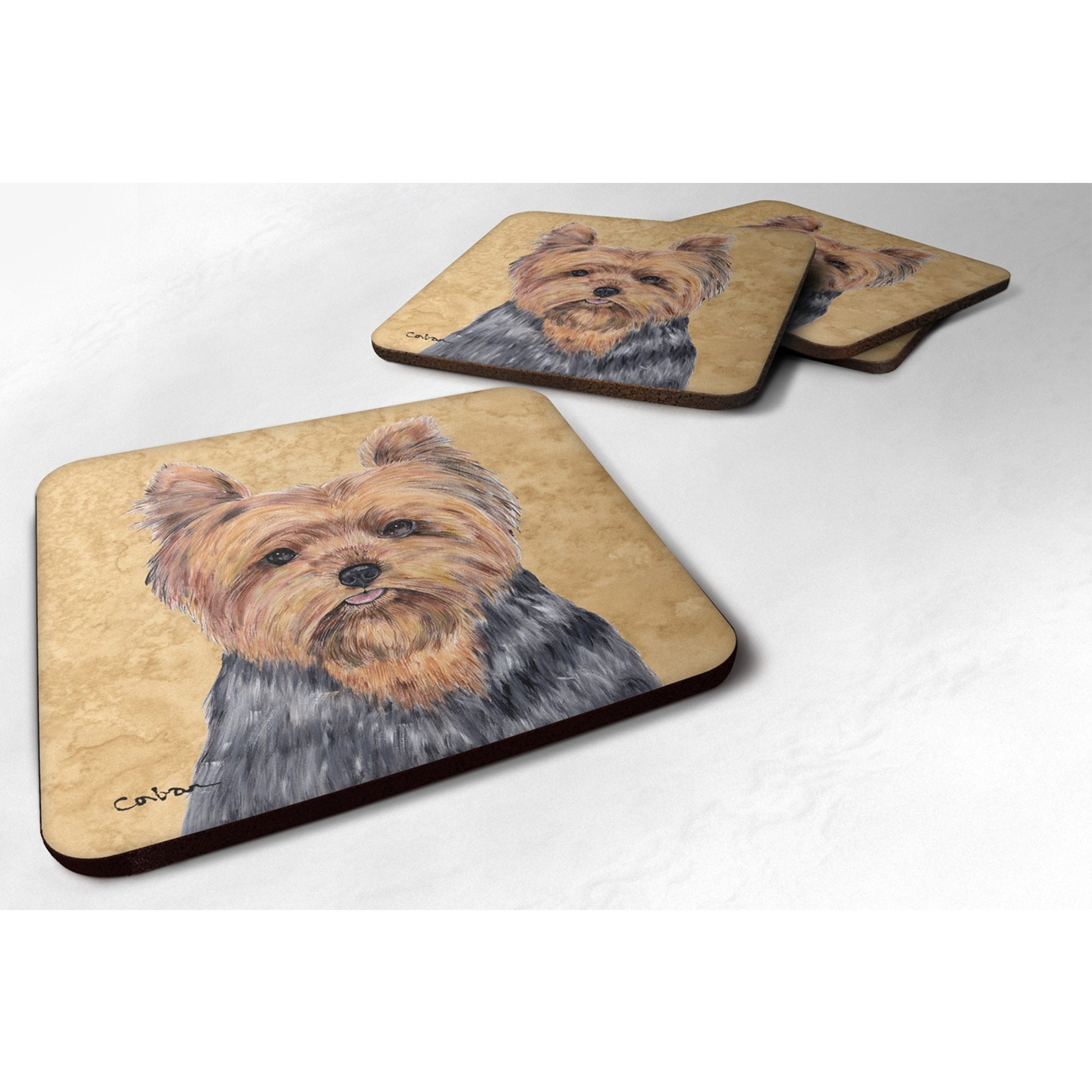 &quotCaroline's Treasures SC9123FC Yorkie Foam Coasters (Set of 4), 3.5"" H x 3.5"" W, Multicolor"