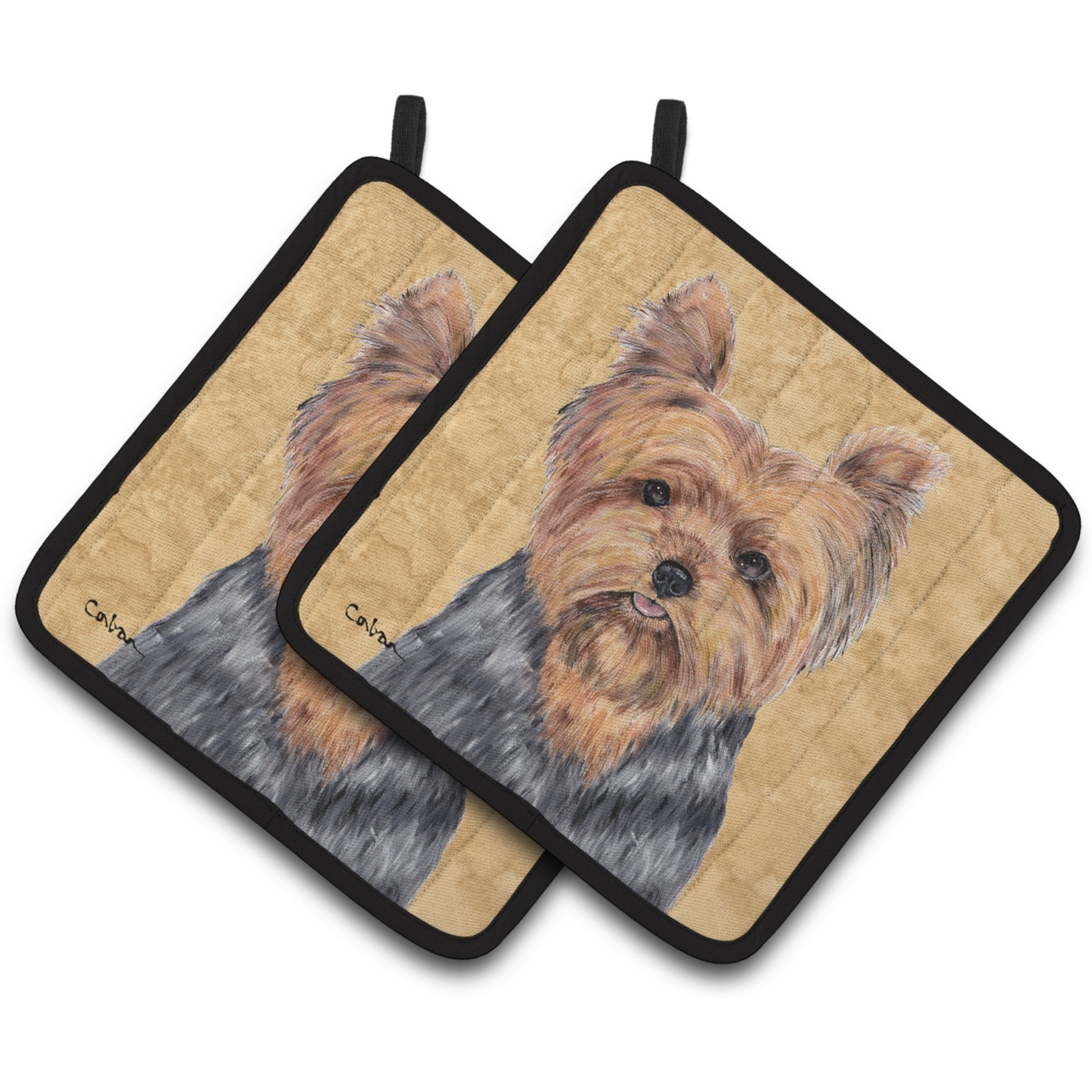 &quotCaroline's Treasures Yorkie Pair of Pot Holders SC9123PTHD, 7.5HX7.5W, Multicolor"