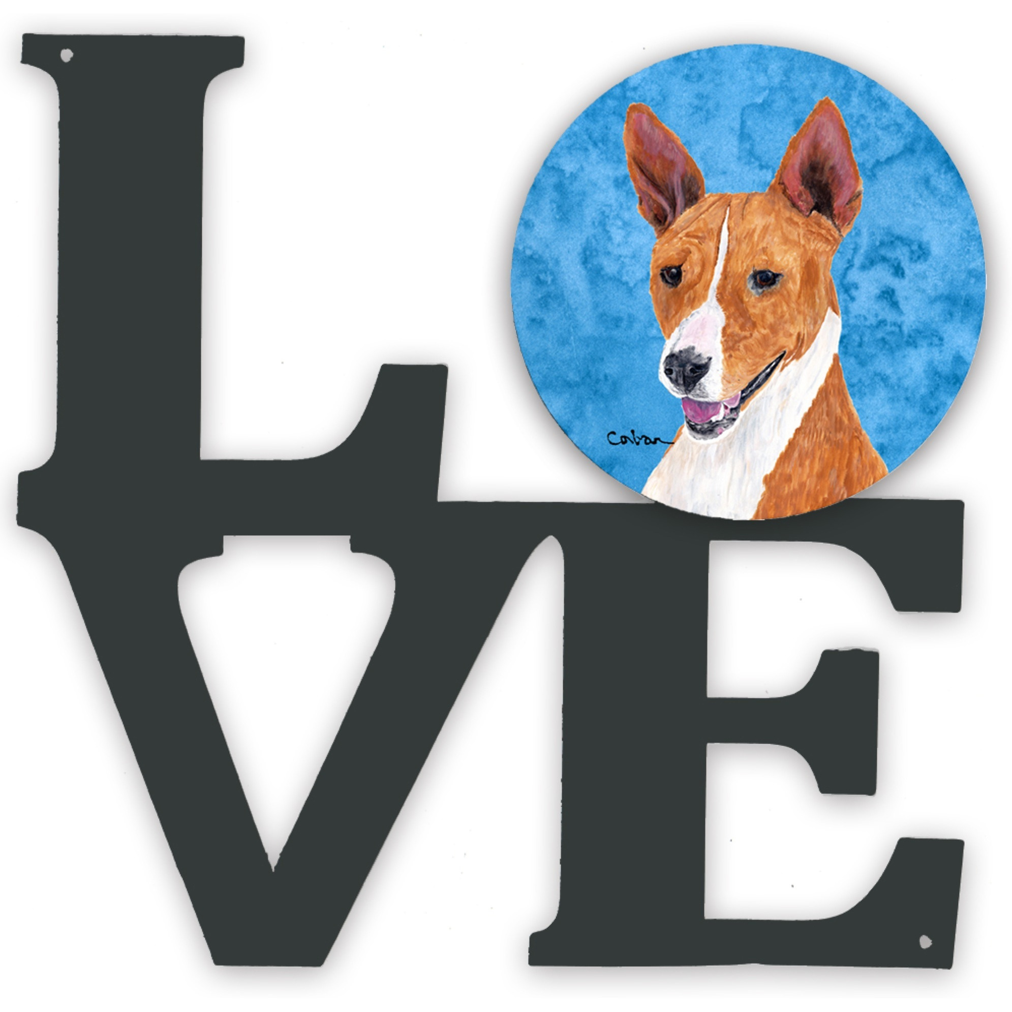 &quotCaroline's Treasures Blue Basenji Metal Artwork Love wall-decor, Multicolor"