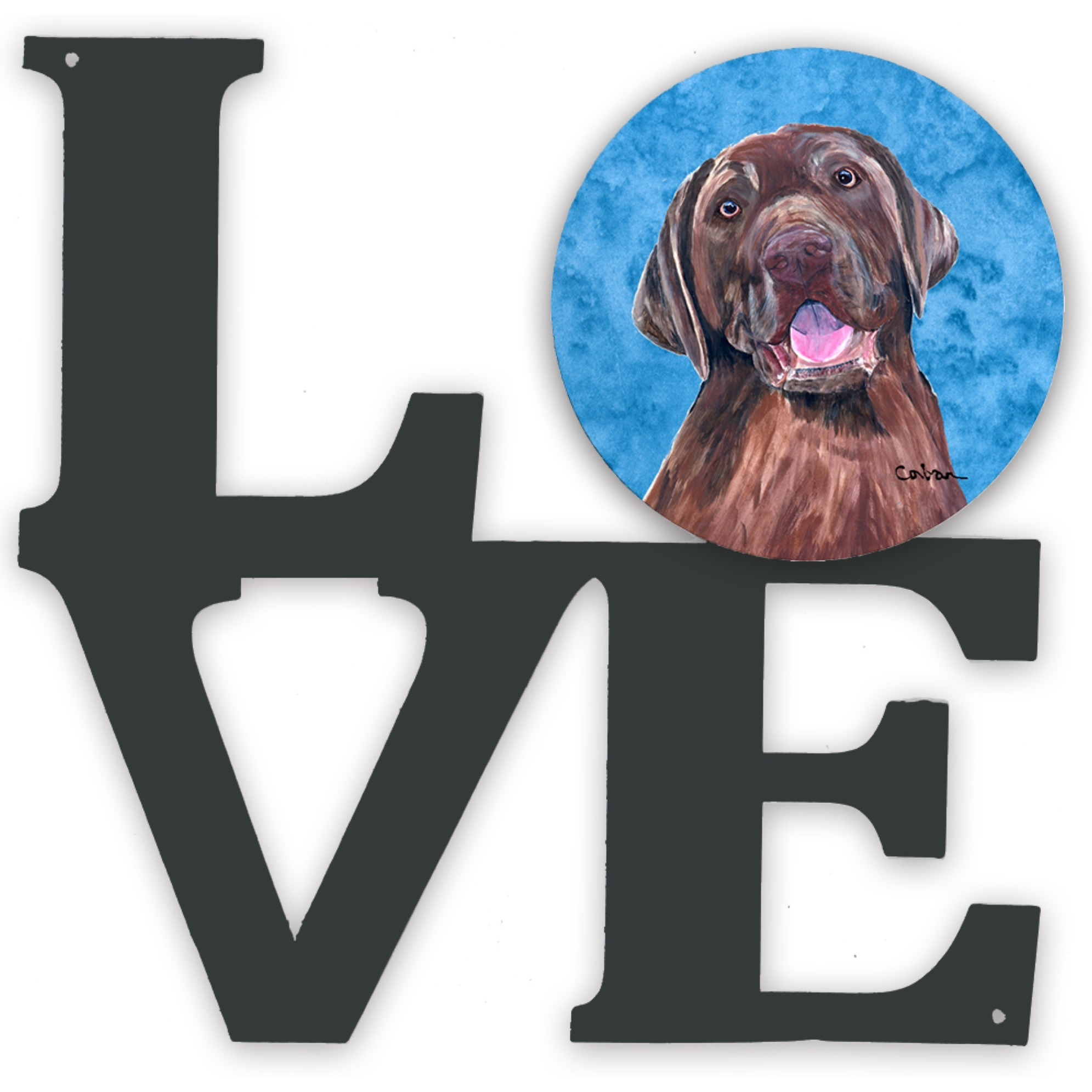 &quotCaroline's Treasures Blue Labrador Metal Artwork Love wall-decor, Multicolor"