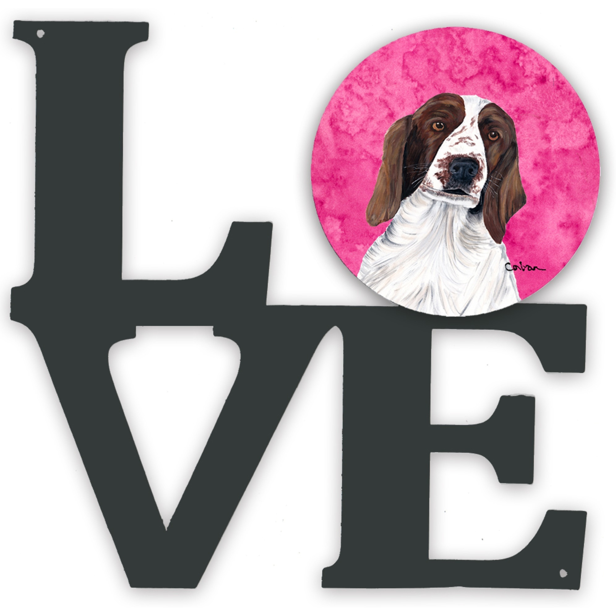 &quotCaroline's Treasures Pink Springer Spaniel Metal Artwork Love wall-decor, Multicolor"