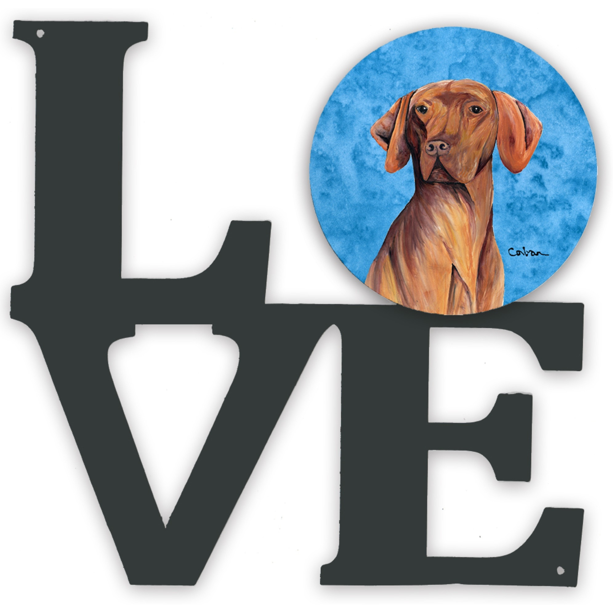 &quotCaroline's Treasures Blue Vizsla Metal Artwork Love wall-decor, Multicolor"