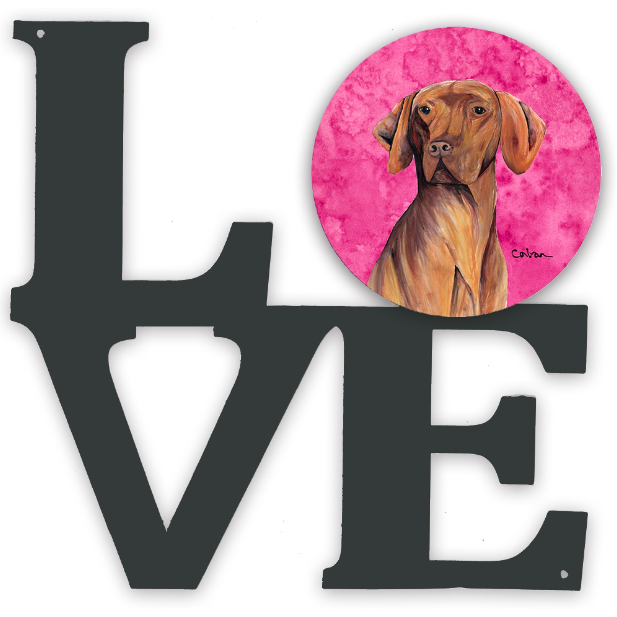 &quotCaroline's Treasures Pink Vizsla Metal Artwork Love wall-decor, Multicolor"
