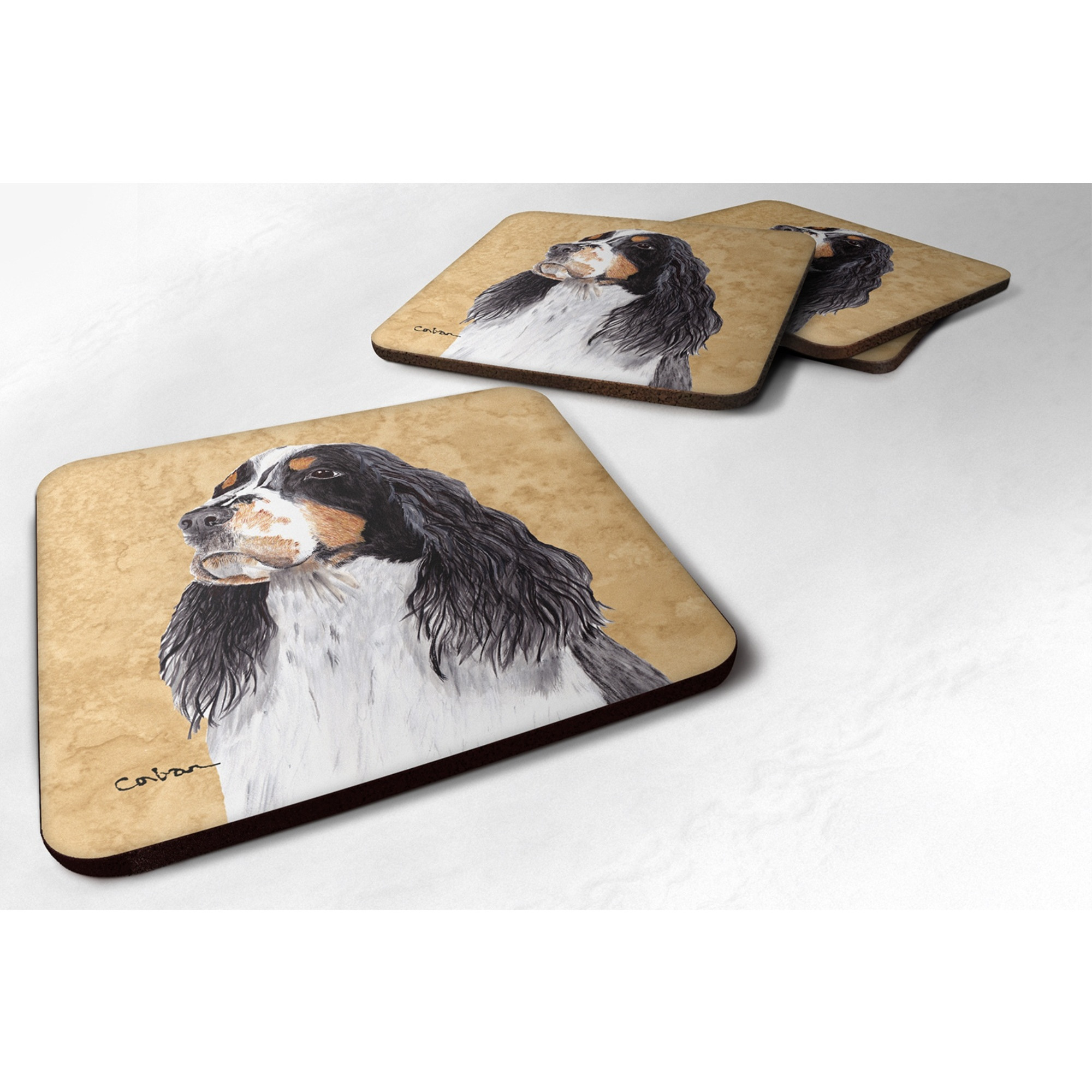 &quotCaroline's Treasures SC9134FC Springer Spaniel Foam Coasters (Set of 4), 3.5"" H x 3.5"" W, Multicolor"