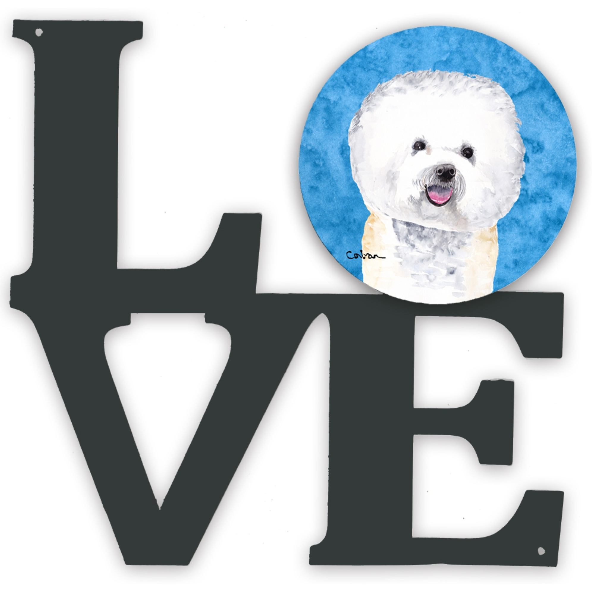 &quotCaroline's Treasures Blue Bichon Frise Metal Artwork Love wall-decor, Multicolor"