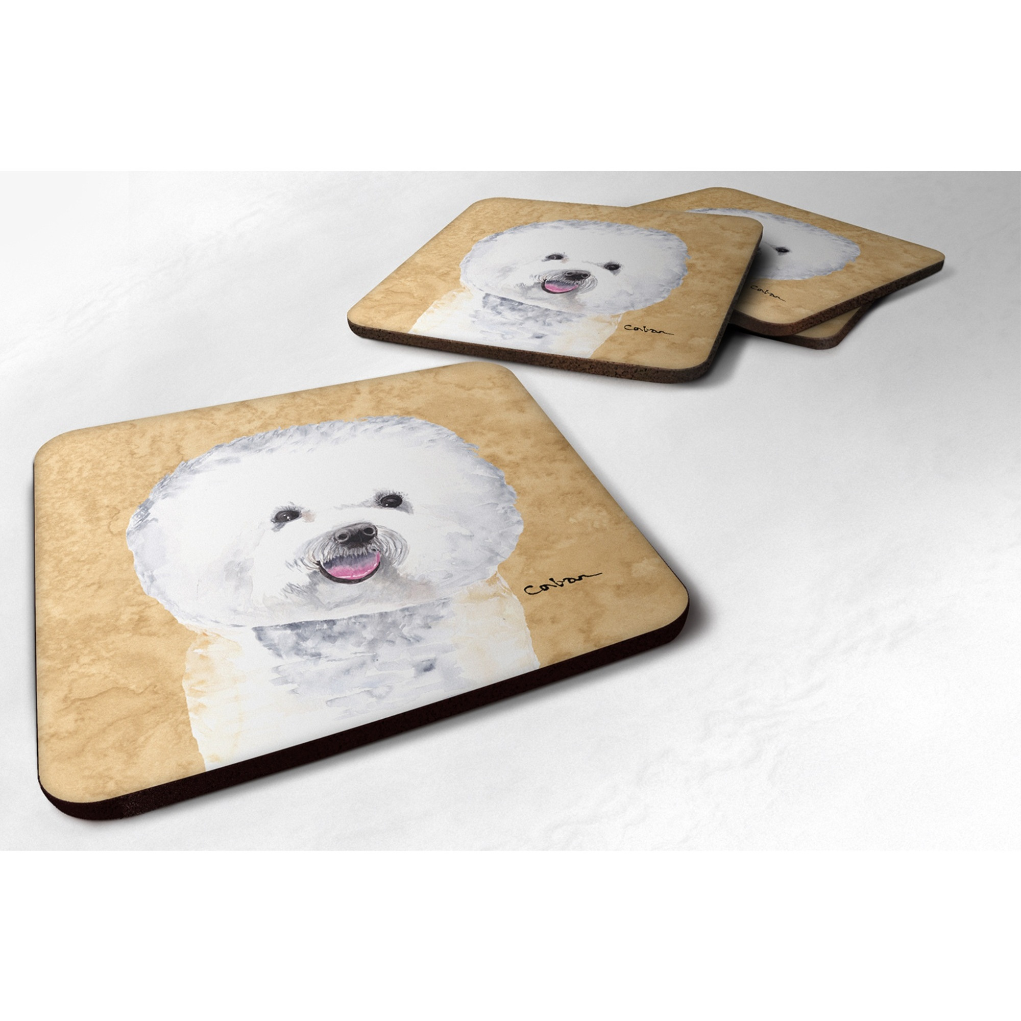 &quotCaroline's Treasures SC9135FC Bichon Frise Foam Coasters (Set of 4), 3.5"" H x 3.5"" W, Multicolor"