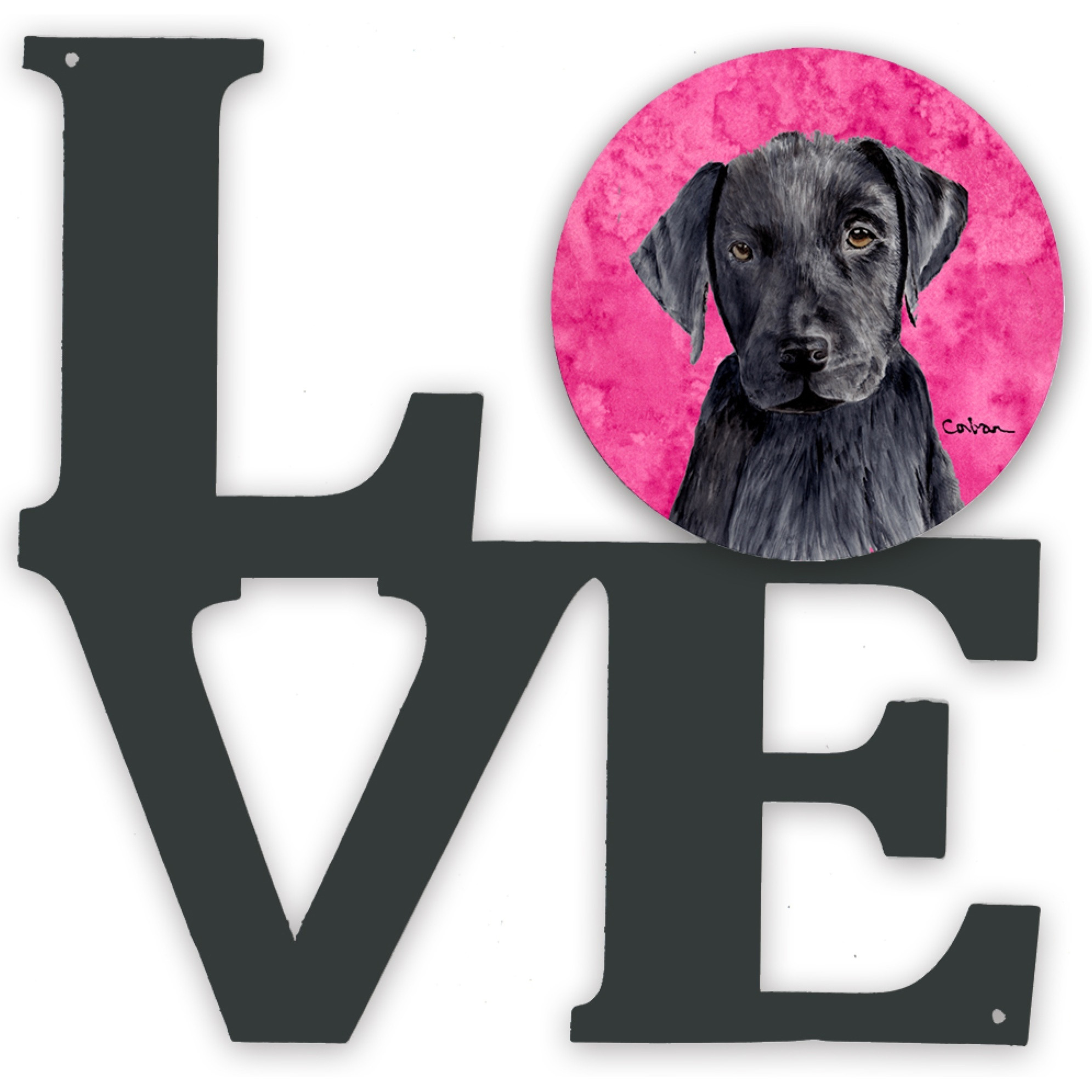 &quotCaroline's Treasures Pink Labrador Metal Artwork Love wall-decor, Multicolor"