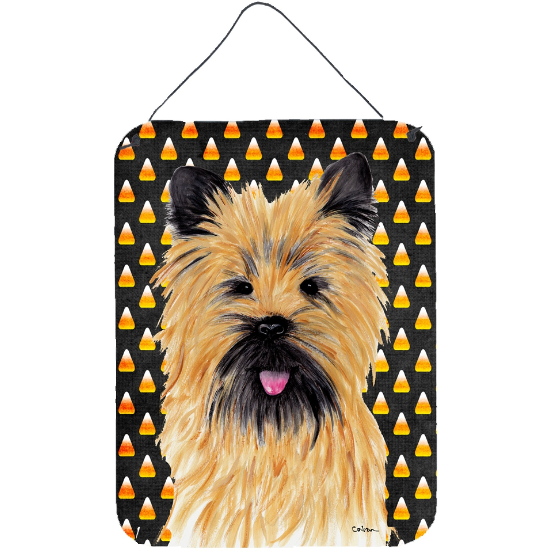 &quotCaroline's Treasures SC9199DS1216 Cairn Terrier Candy Corn Halloween Portrait Wall or Door Hanging Prints, 16"" x 12"", Multicolor"
