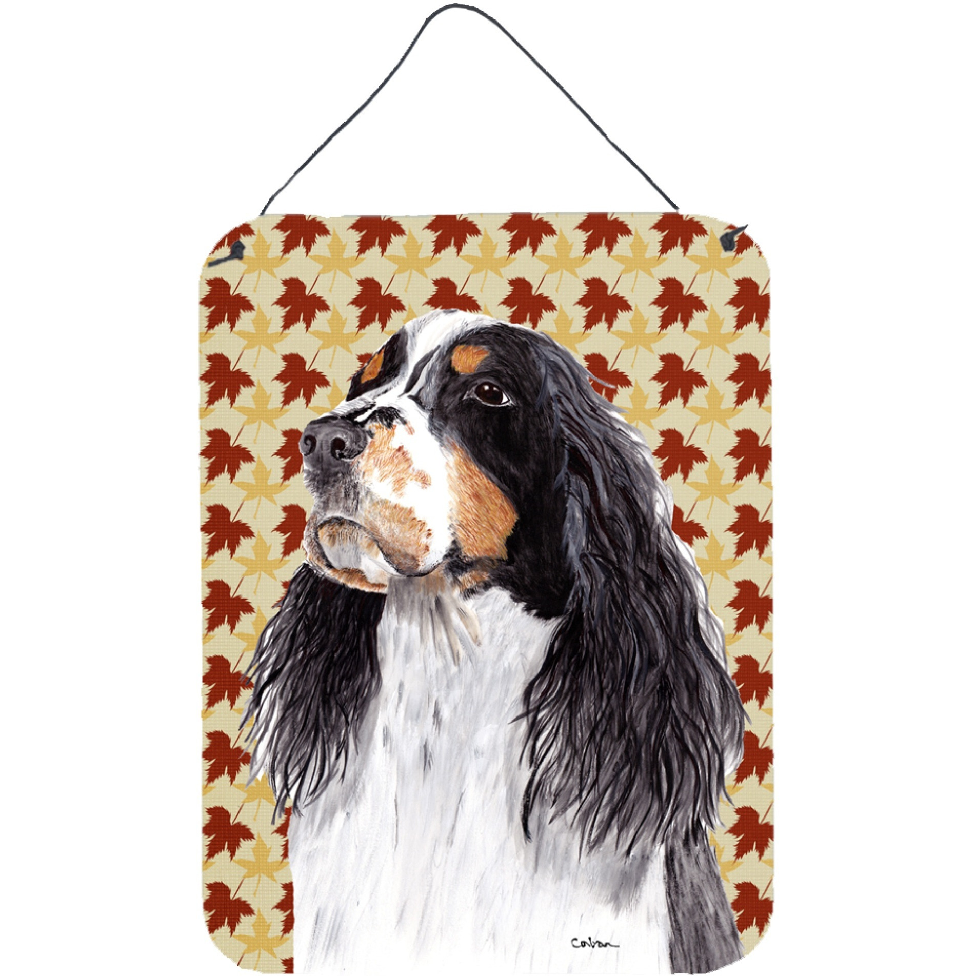 &quotCaroline's Treasures SC9202DS1216 Springer Spaniel Fall Leaves Portrait Wall or Door Hanging Prints, 16"" x 12"", Multicolor"