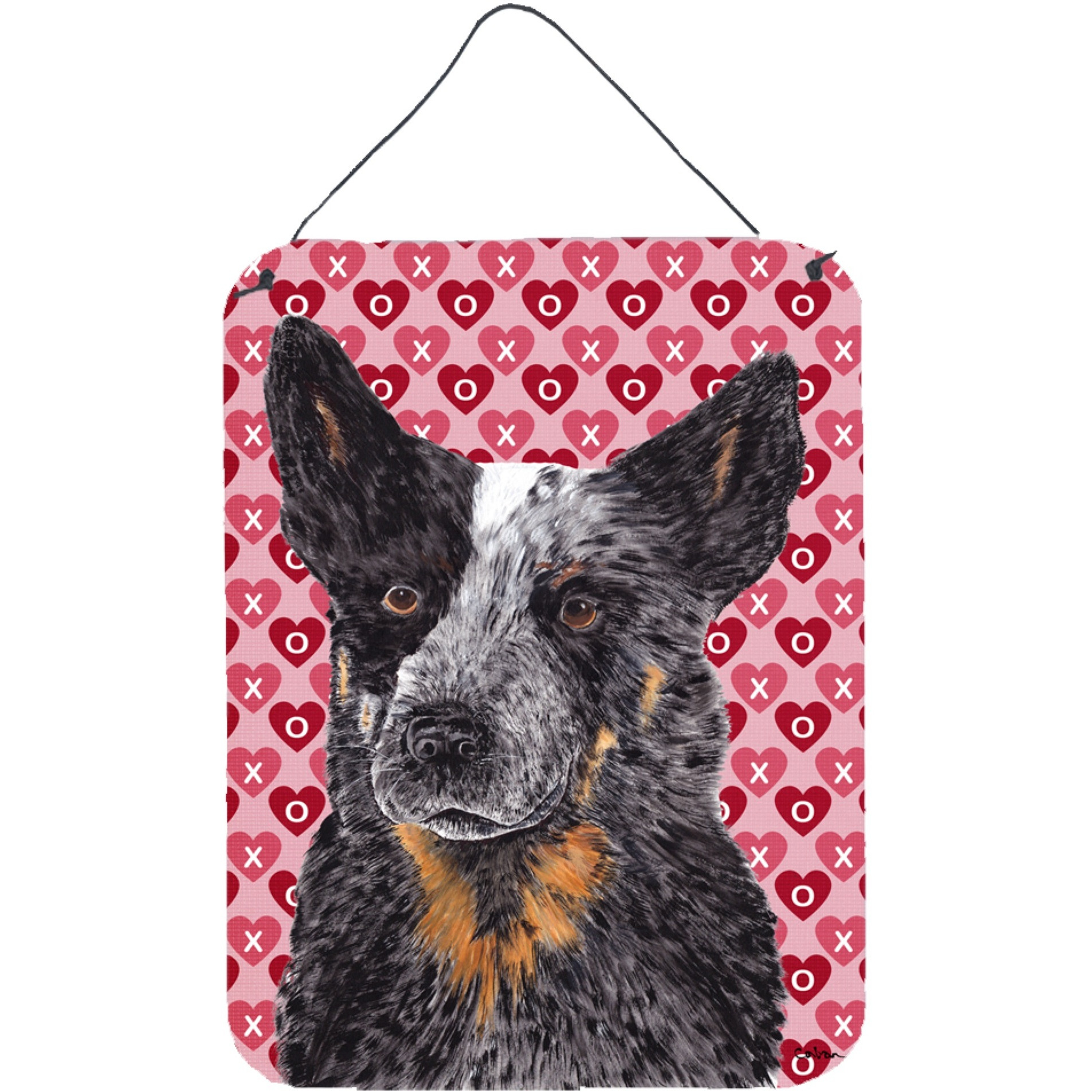 &quotCaroline's Treasures Australian Cattle Dog Hearts Love and Valentine's Day Wall Door Hanging Prints, 16"" x 12"", Multicolor"
