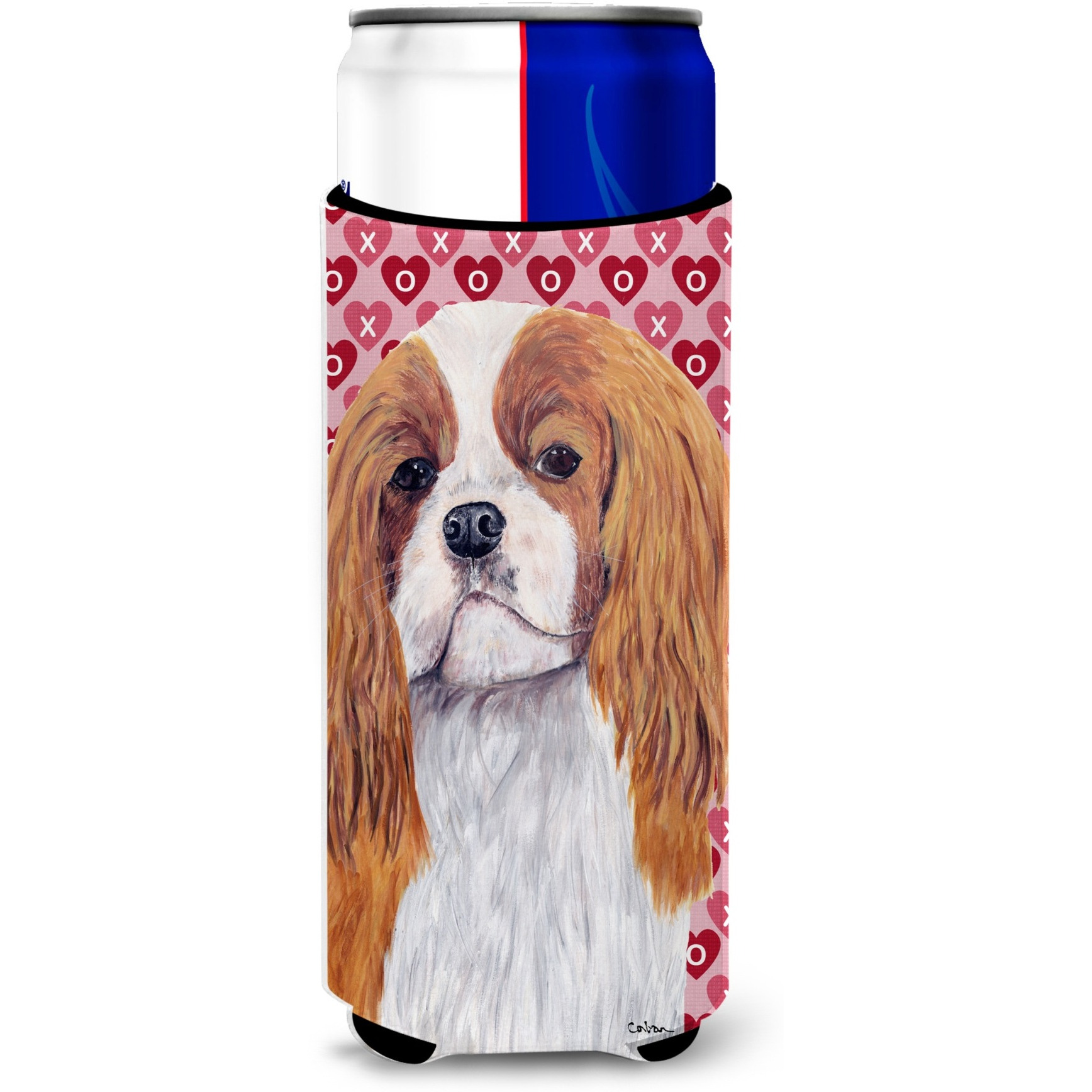 Cavalier Spaniel Hearts Love and Valentine's Day Portrait Ultra Beverage Insulators for slim cans SC9245MUK