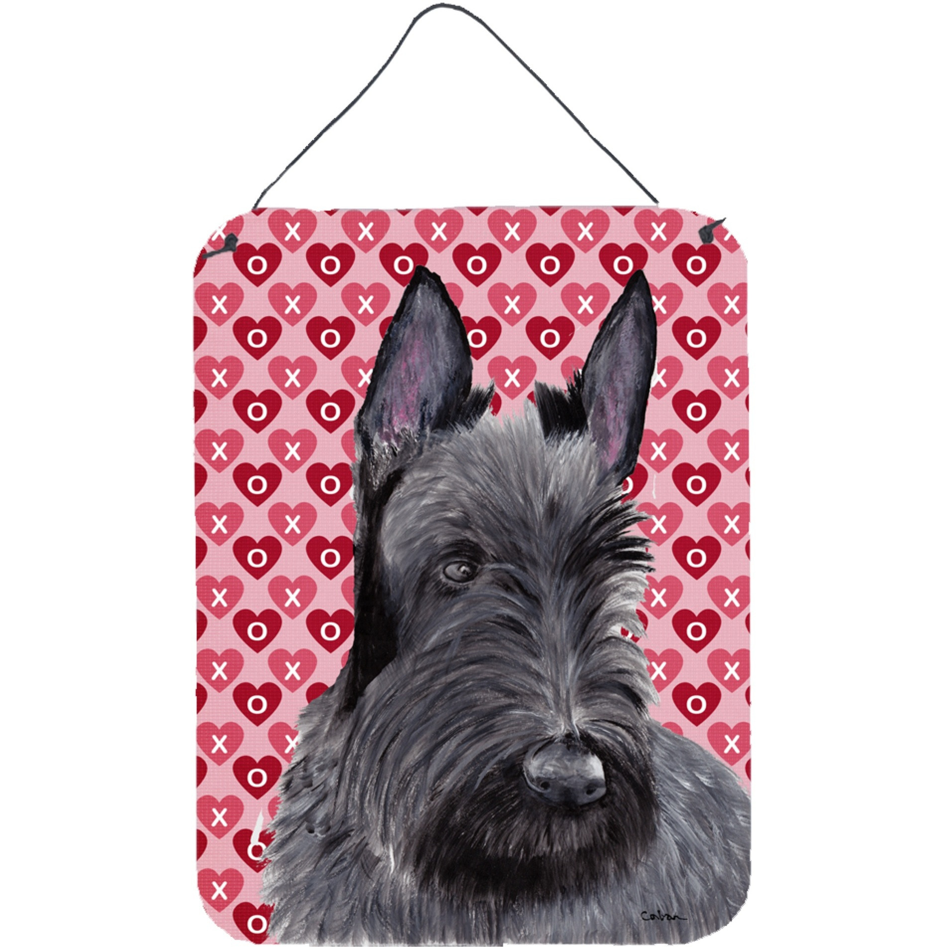 &quotCaroline's Treasures SC9254DS1216 Scottish Terrier Hearts Love and Valentine's Day Wall or Door Hanging Prints, 16"" x 12"", Multicolor"