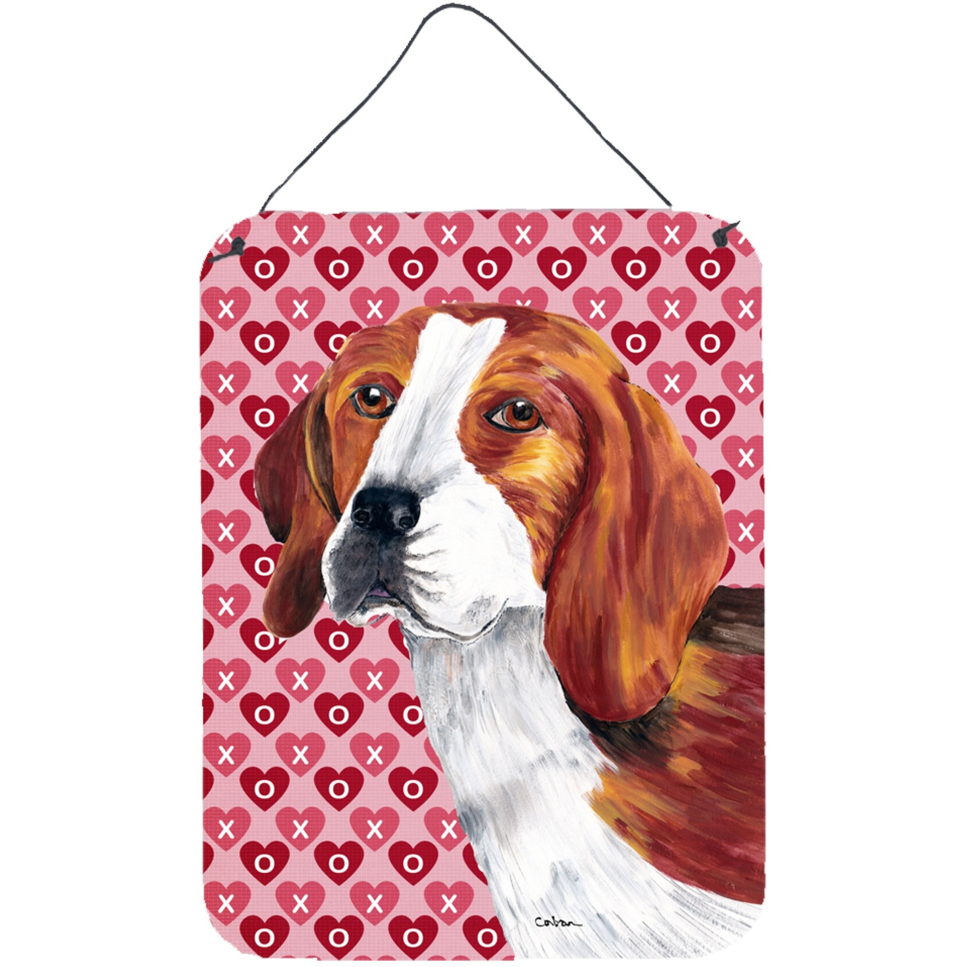 &quotCaroline's Treasures Beagle Hearts Love and Valentine's Day Portrait Wall or Door Hanging Prints, 16"" x 12"", Multicolor"