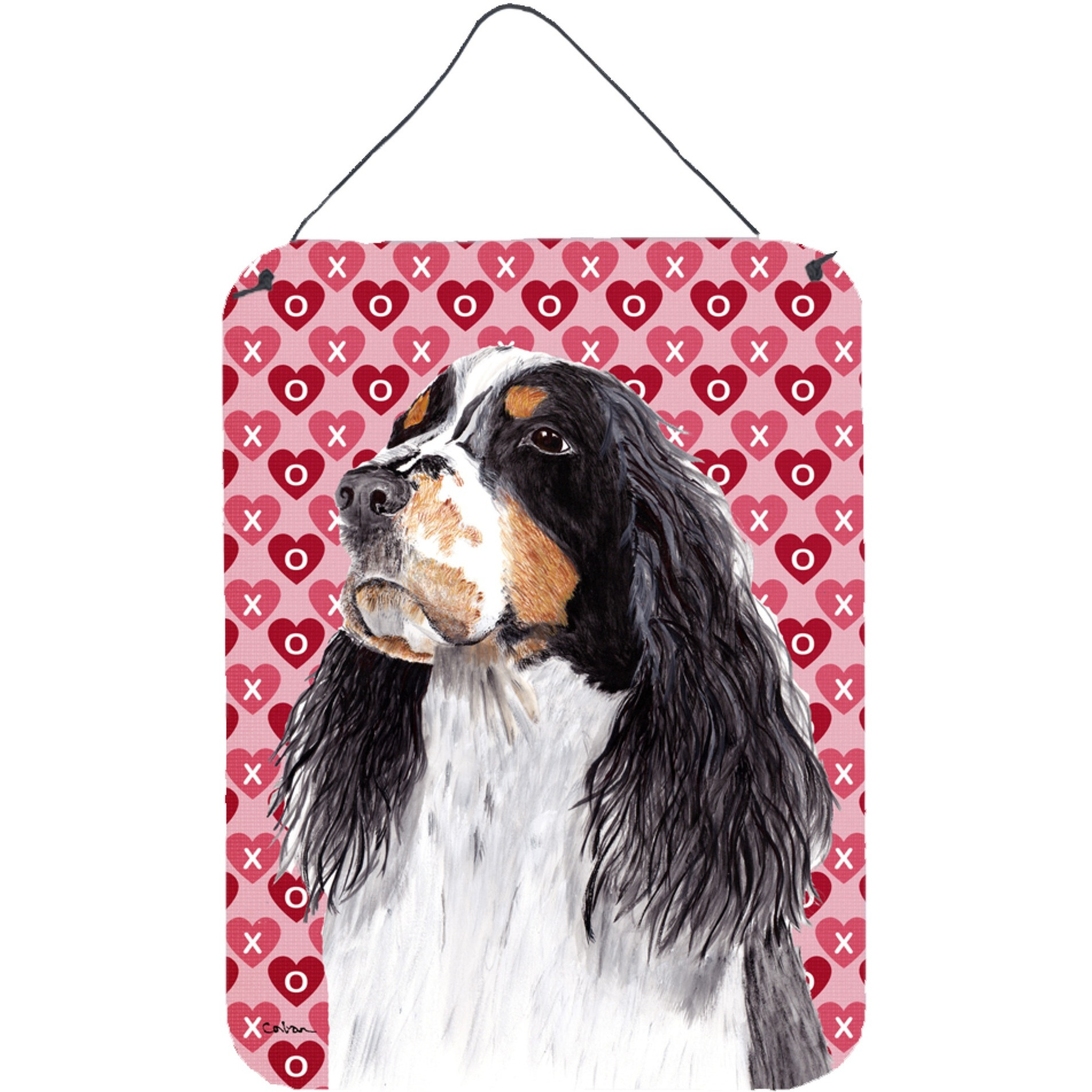 &quotCaroline's Treasures SC9277DS1216 Springer Spaniel Hearts Love and Valentine's Day Wall or Door Hanging Prints, 16"" x 12"", Multicolor"