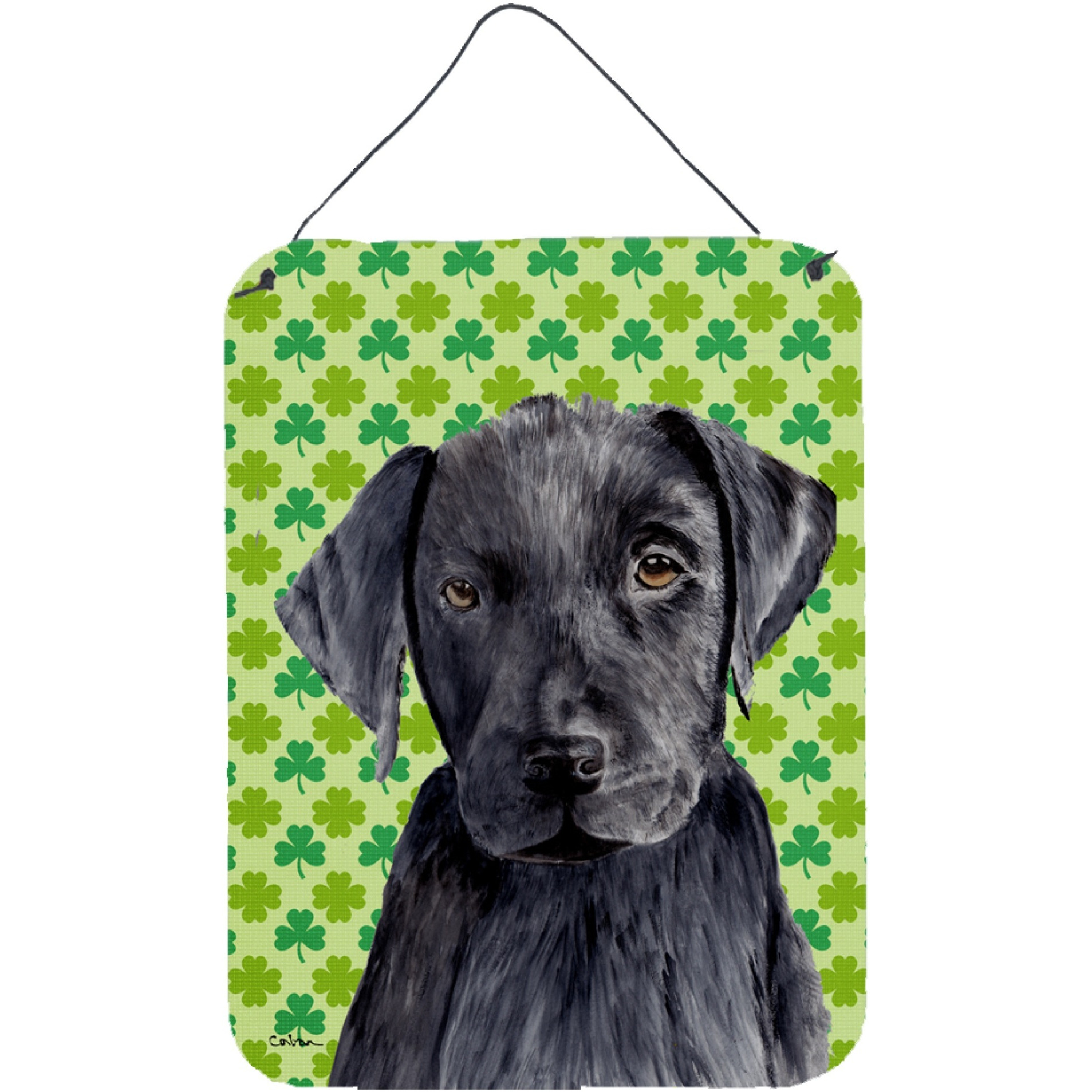 &quotCaroline's Treasures Labrador Black St. Patrick's Day Shamrock Portrait Wall or Door Hanging Prints, 16"" x 12"", Multicolor"