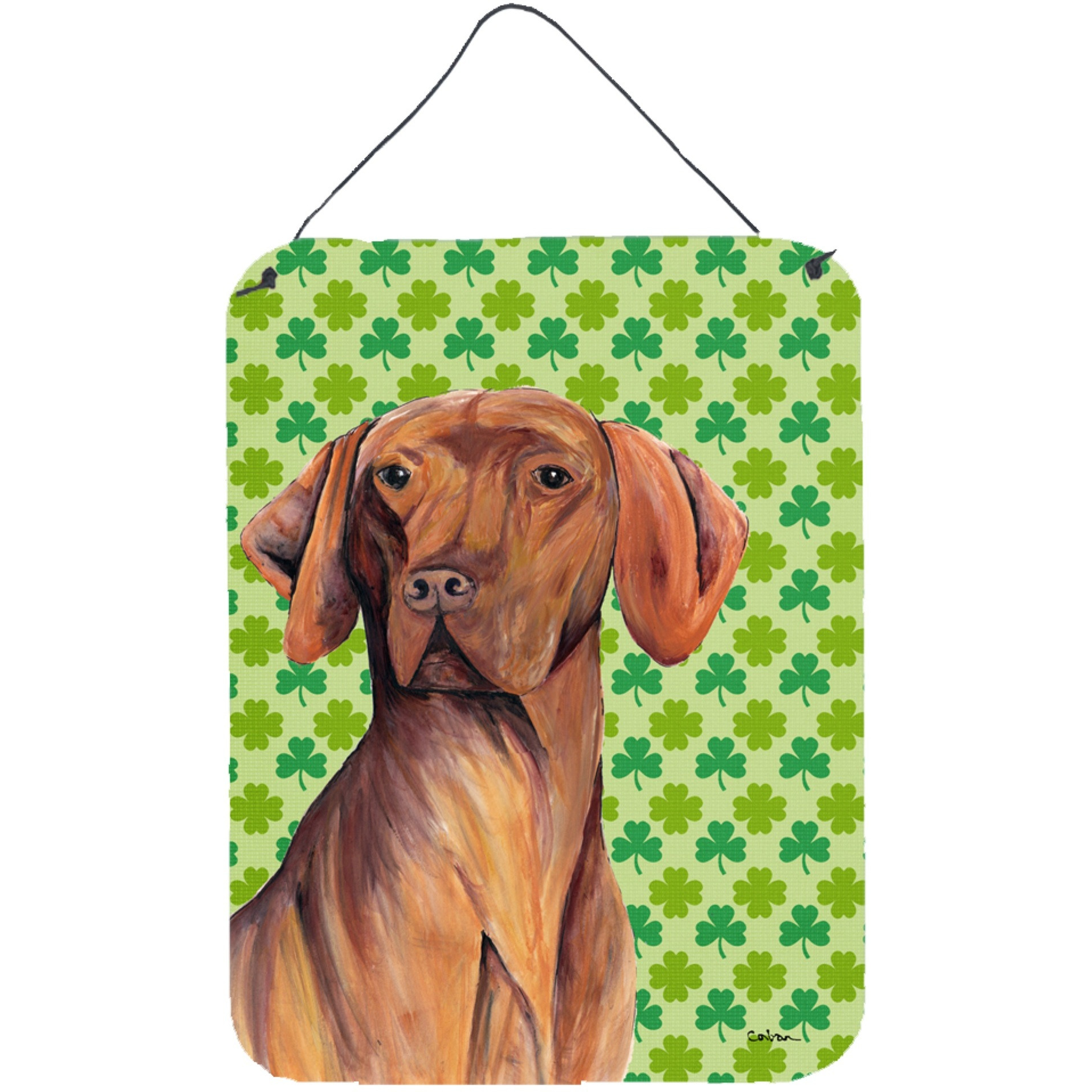 &quotCaroline's Treasures Vizsla St. Patrick's Day Shamrock Portrait Wall or Door Hanging Prints, 16"" x 12"", Multicolor"