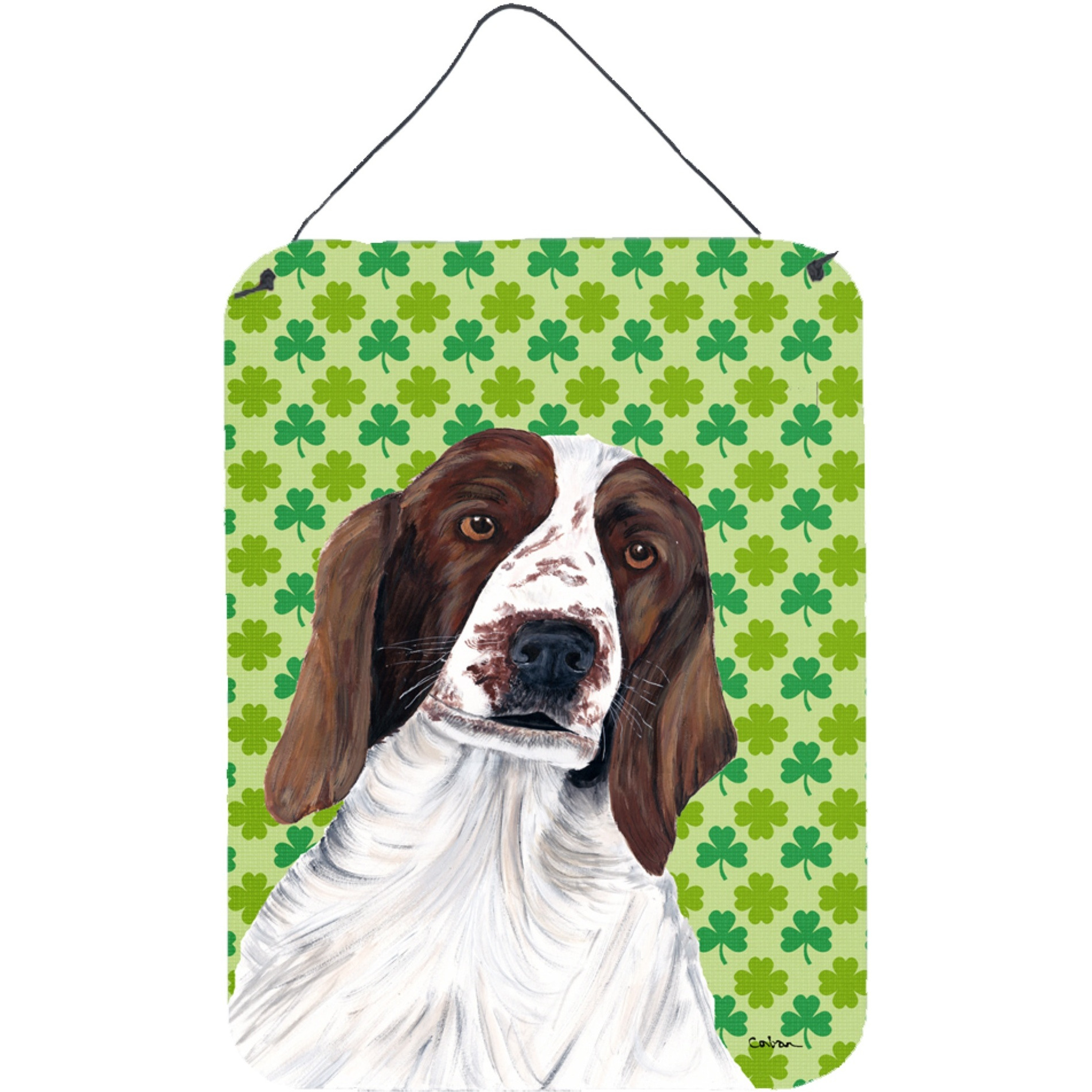 &quotCaroline's Treasures Welsh Springer Spaniel St. Patrick's Day Shamrock Wall or Door Hanging Prints, 16"" x 12"", Multicolor"
