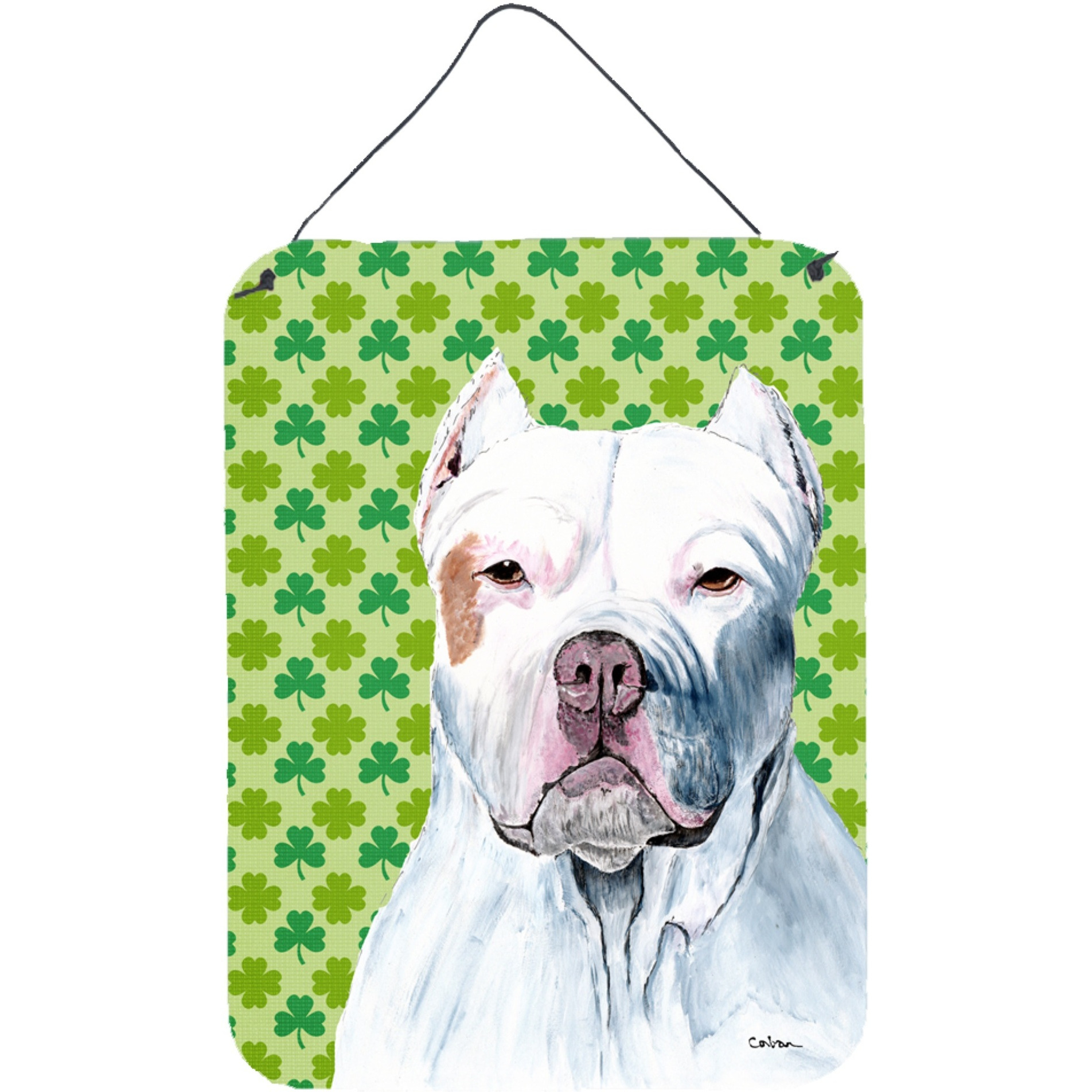 &quotCaroline's Treasures Pit Bull St. Patrick's Day Shamrock Portrait Wall or Door Hanging Prints, 16"" x 12"", Multicolor"