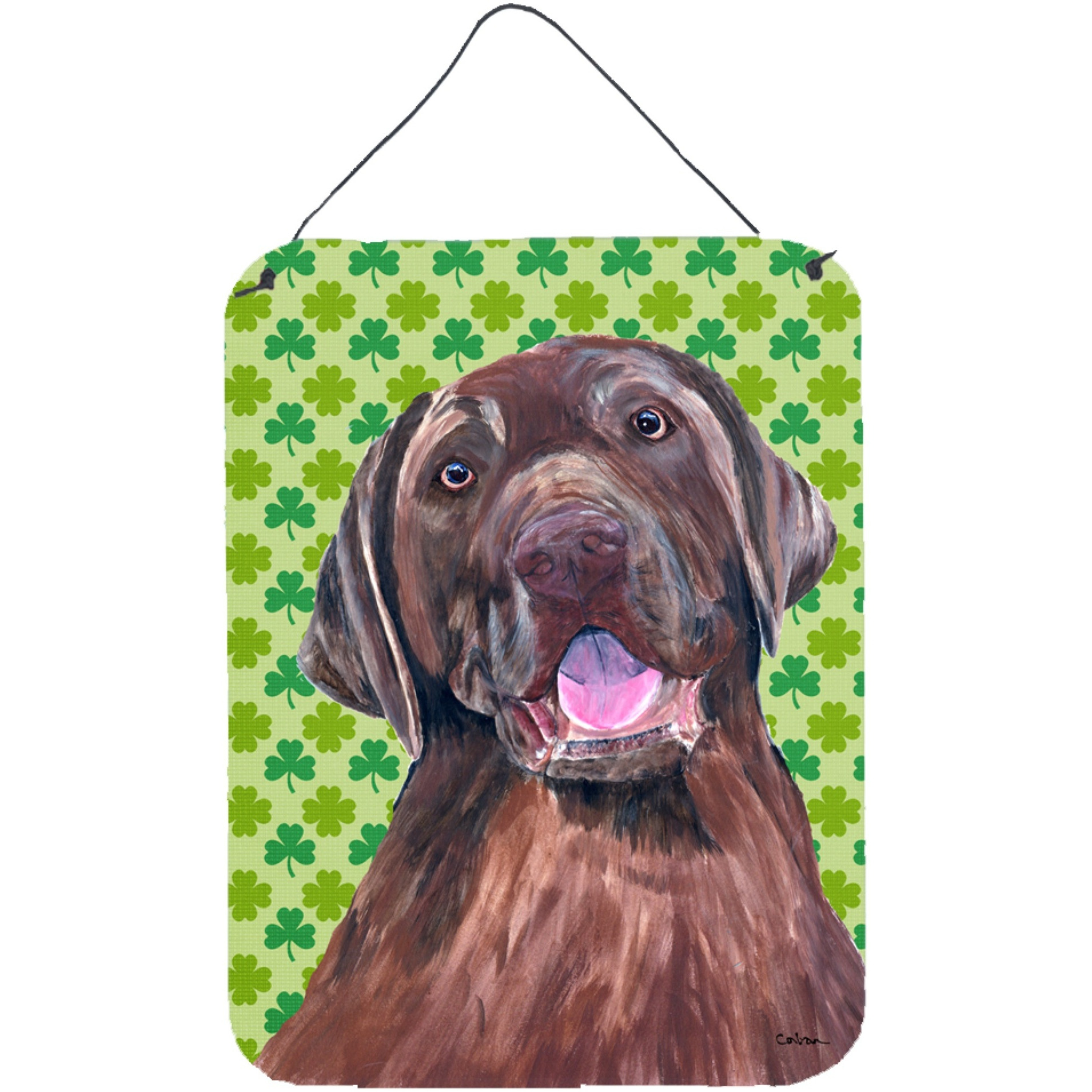 &quotCaroline's Treasures Labrador Chocolate St. Patrick's Day Shamrock Wall or Door Hanging Prints, 16"" x 12"", Multicolor"