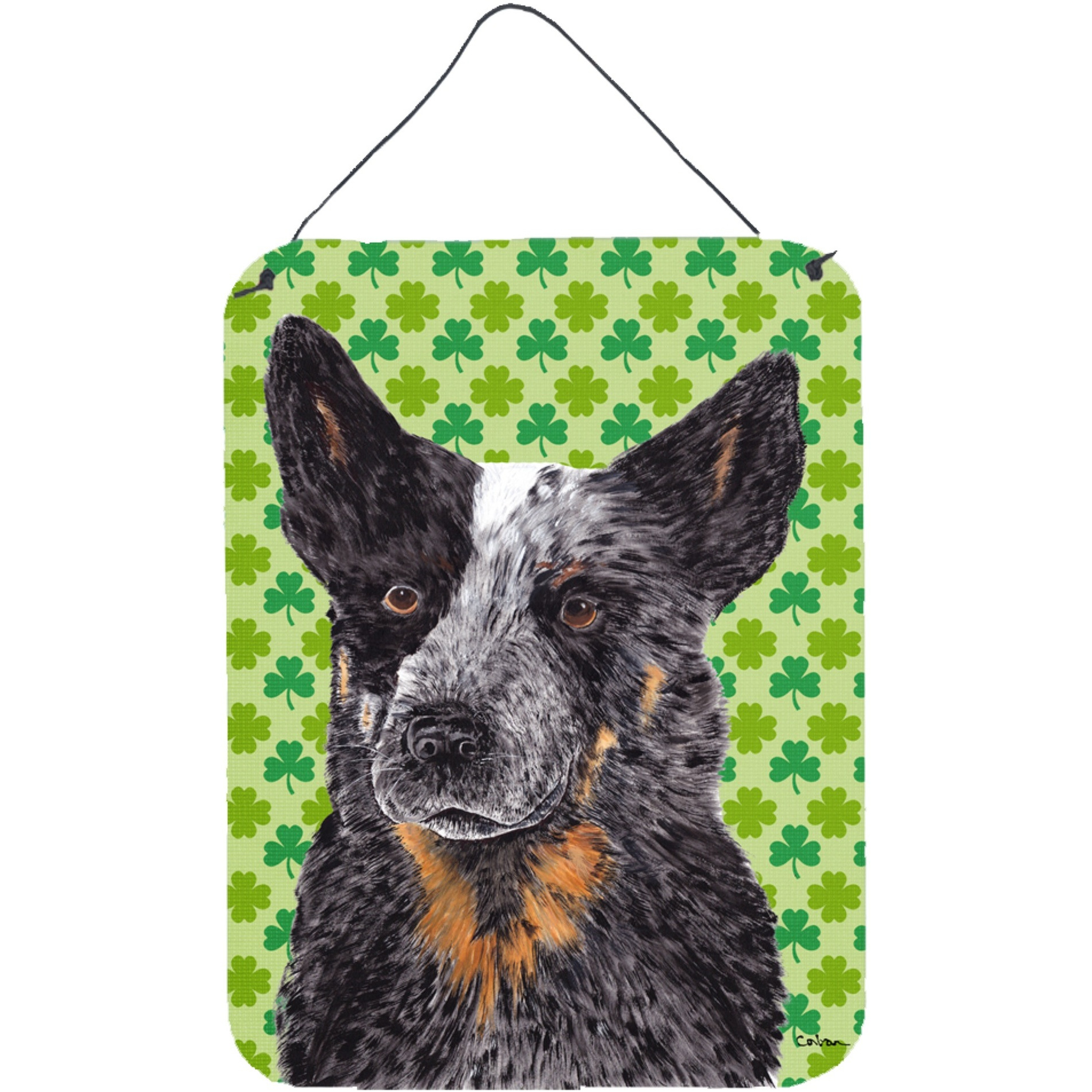 &quotCaroline's Treasures Australian Cattle Dog St. Patrick's Day Shamrock Wall or Door Hanging Prints, 16"" x 12"", Multicolor"
