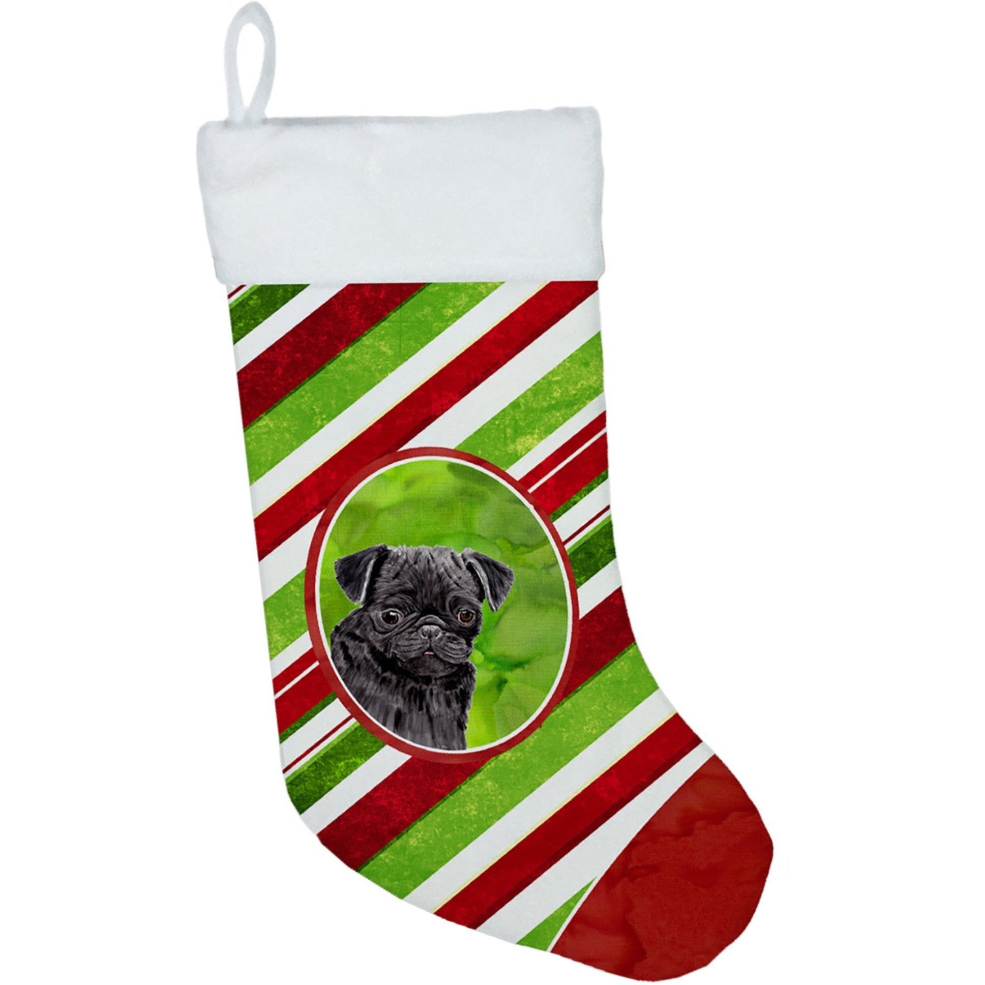 &quotCaroline's Treasures SC9326-CS Pug Candy Cane Holiday Christmas Stocking, 11 x 18"", Multicolor"