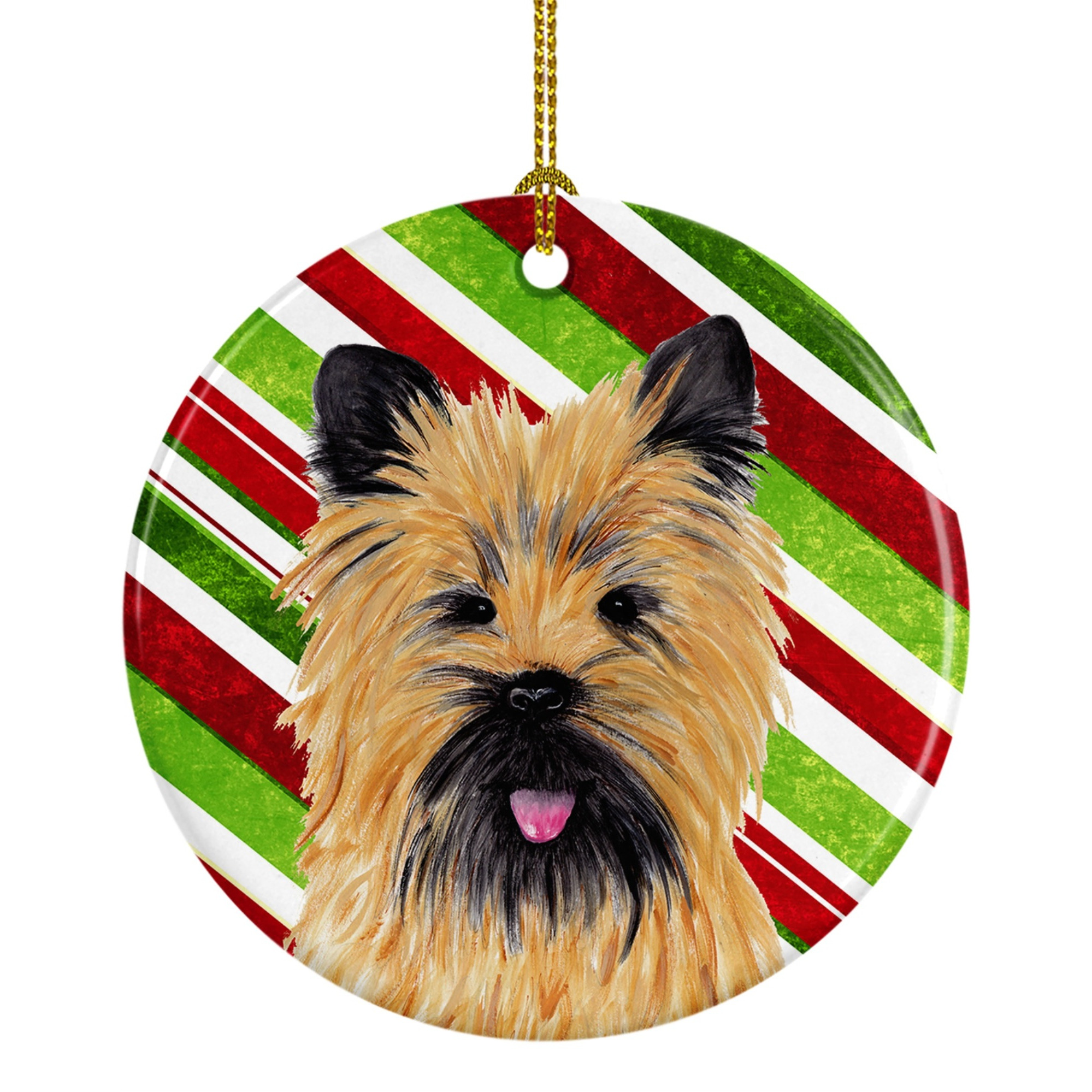 &quotCaroline's Treasures SC9335-CO1 Cairn Terrier Candy Cane Holiday Christmas Ceramic Ornament, Multicolor"