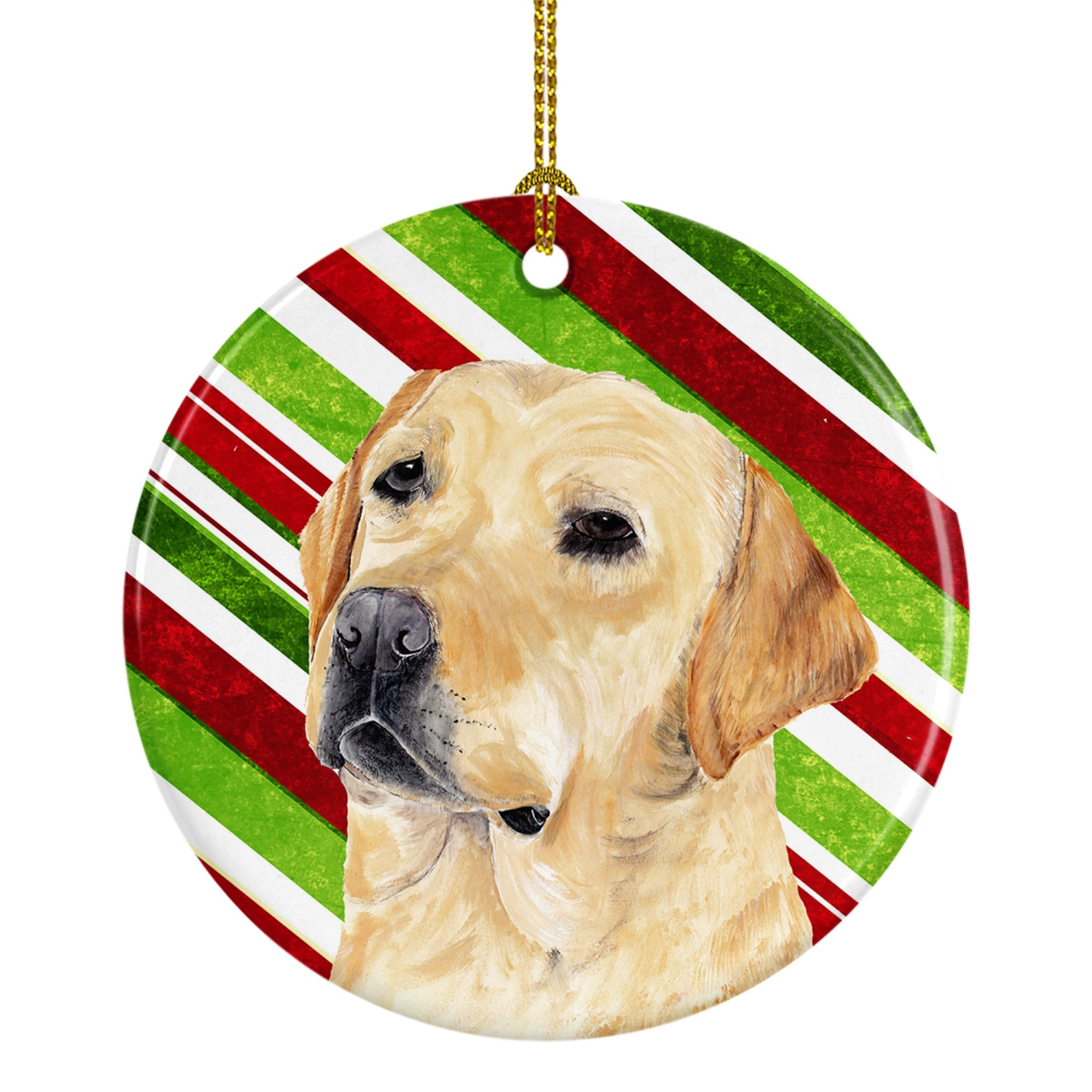 &quotCaroline's Treasures SC9336-CO1 Labrador Candy Cane Holiday Christmas Ceramic Ornament, Multicolor"