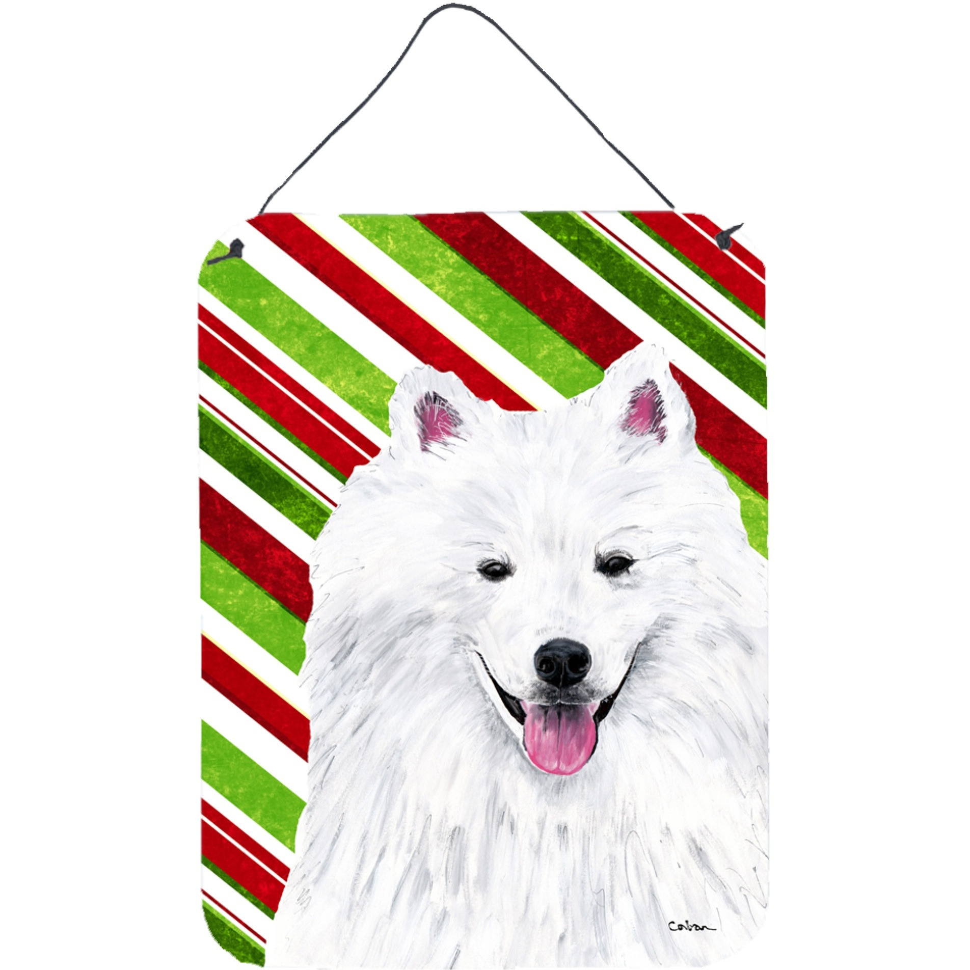&quotCaroline's Treasures American Eskimo Holiday Christmas Aluminium Metal Wall or Door Hanging Prints, 16"" x 12"", Multicolor"