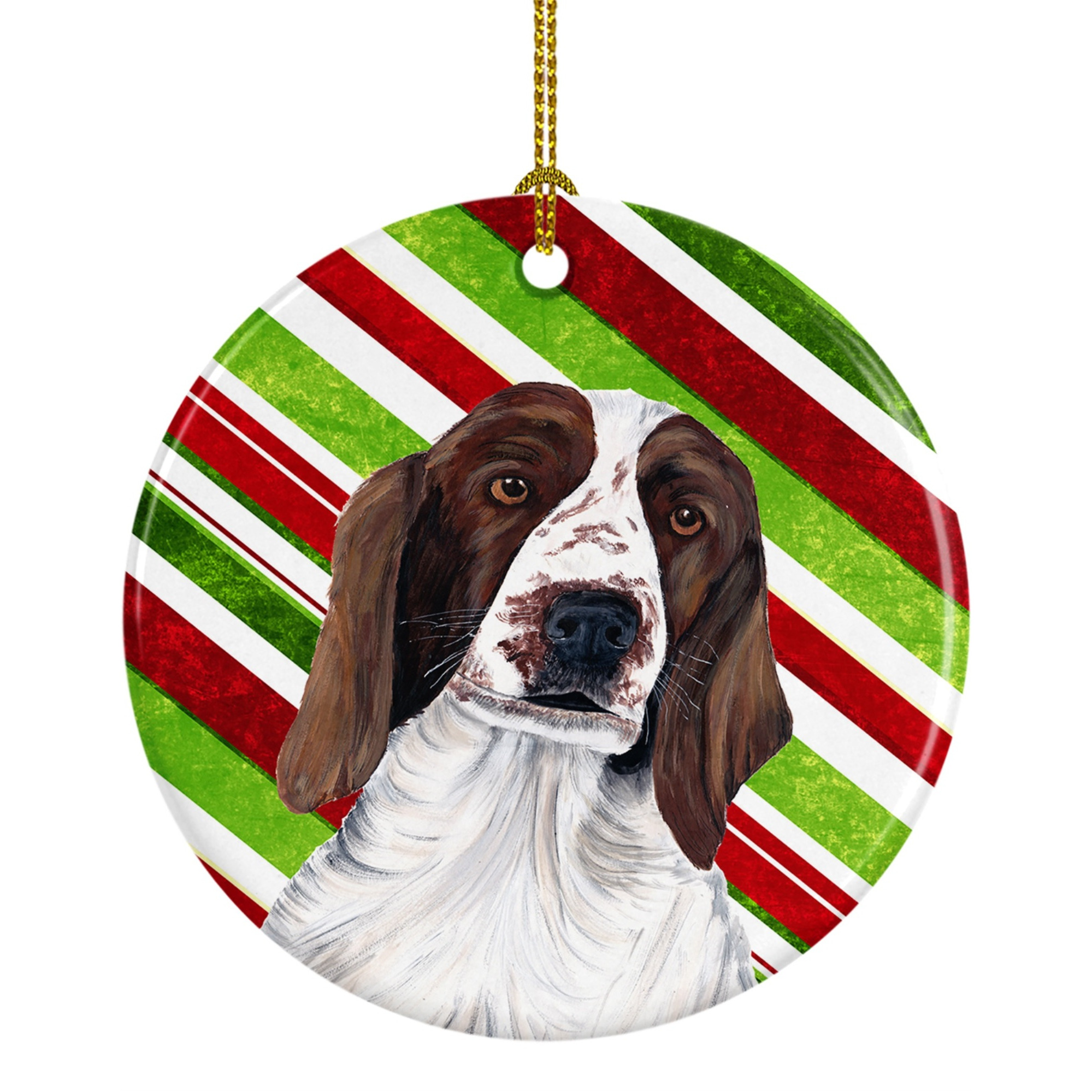 &quotCaroline's Treasures SC9340-CO1 Welsh Springer Spaniel Candy Cane Holiday Christmas Ceramic Ornament, Multicolor"