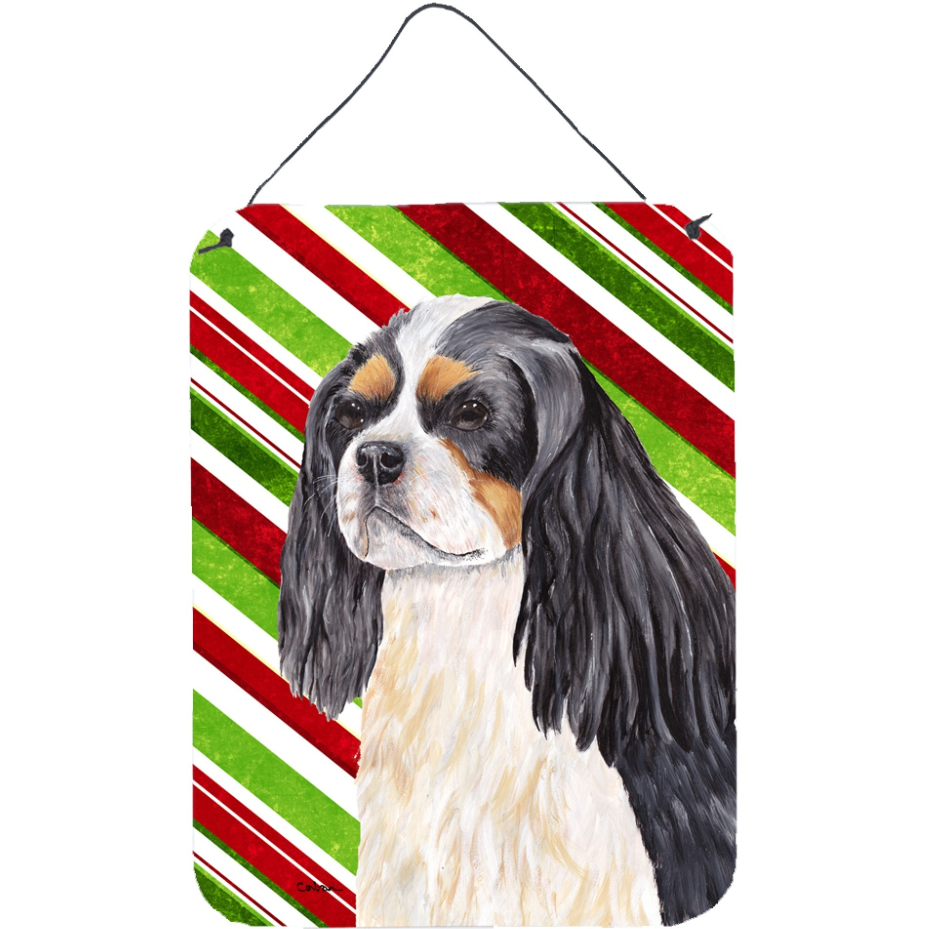&quotCaroline's Treasures SC9351DS1216 Cavalier Spaniel Holiday Christmas Aluminium Metal Wall or Door Hanging Prints, 16"" x 12"", Multicolor"