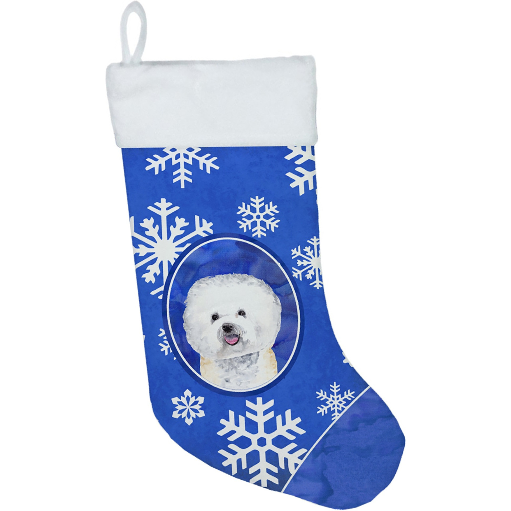 &quotCaroline's Treasures SC9362-CS Bichon Frise Winter Snowflakes Christmas Stocking, 11 x 18"", Multicolor"